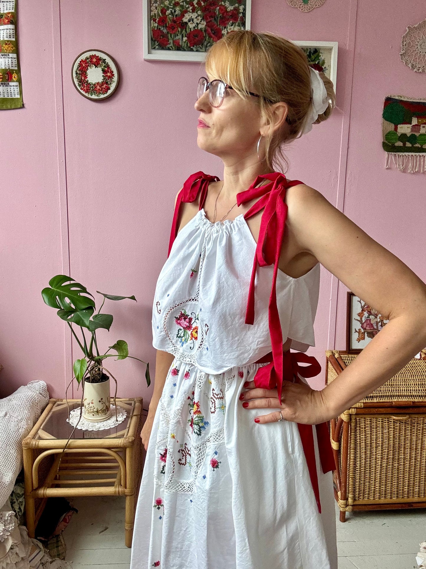Cross stitch skirt and top set