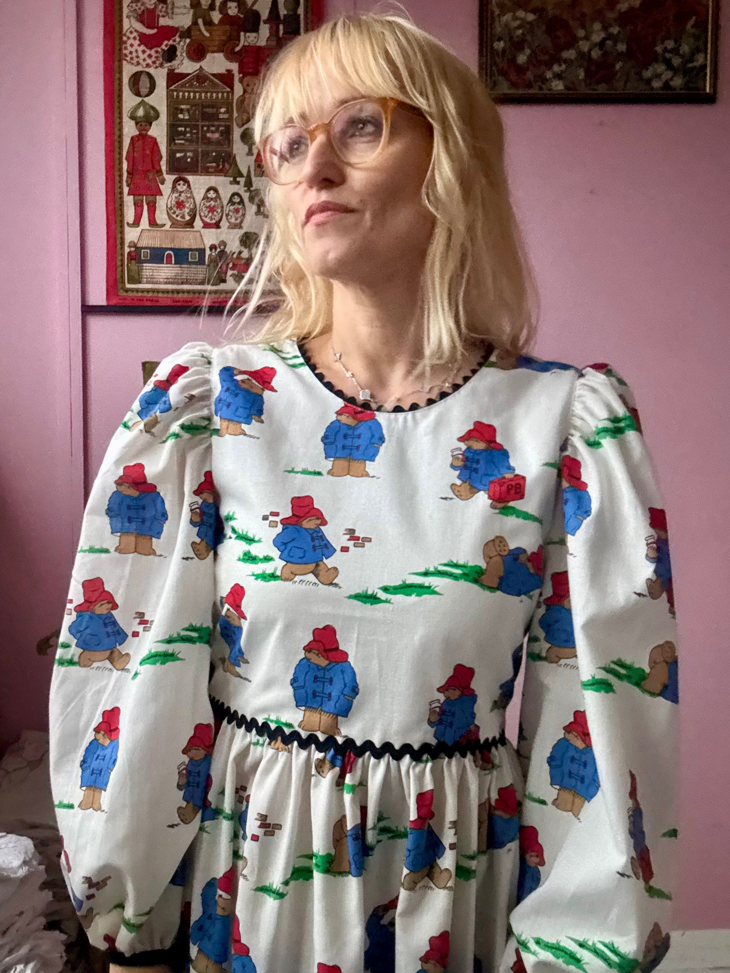 Paddington bear maxi dress with detachable collar