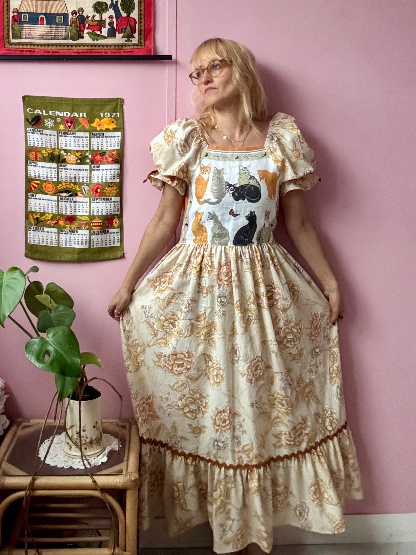 Cats teatowel maxi dress