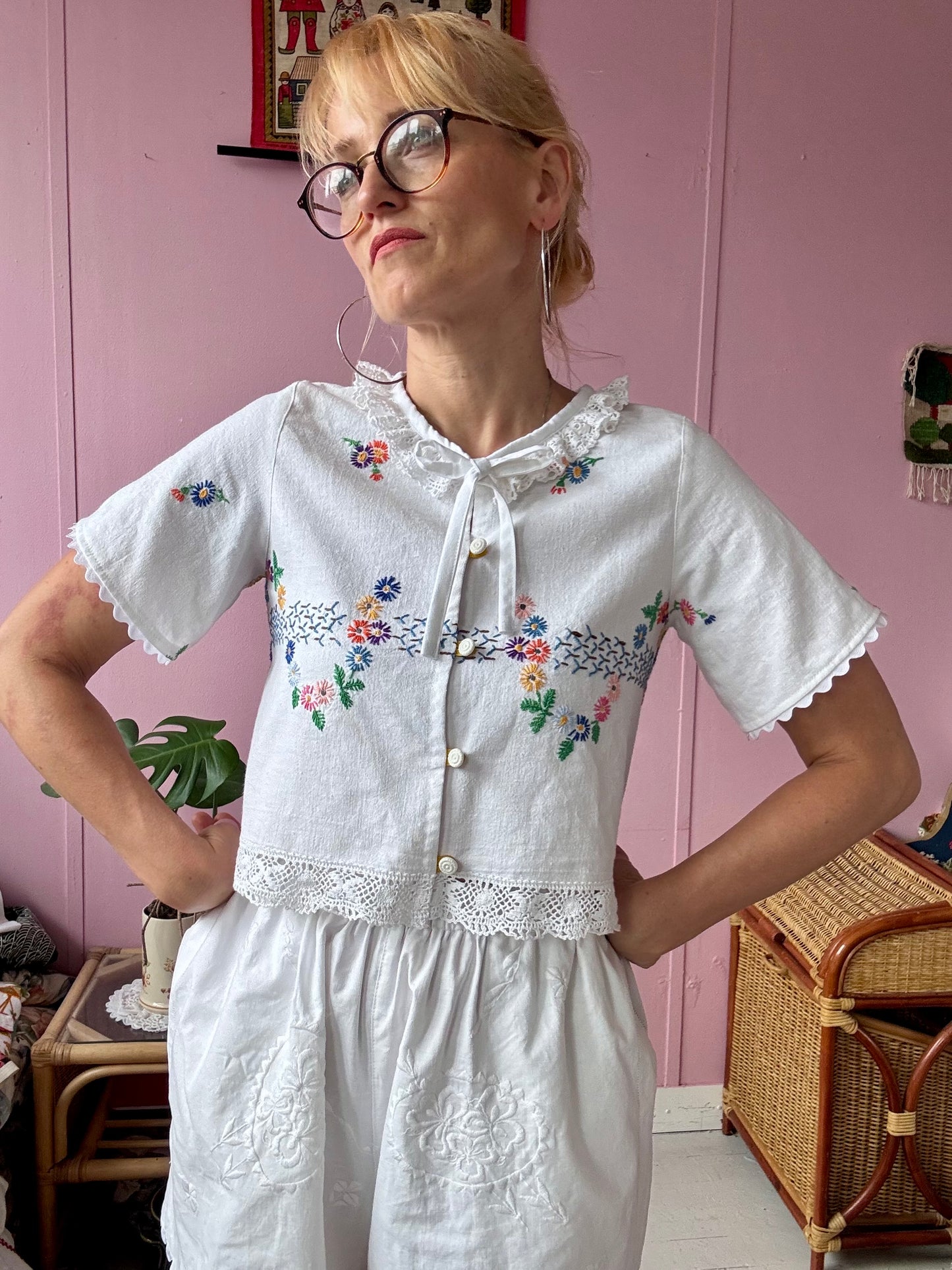 Floral blouse with front buttons