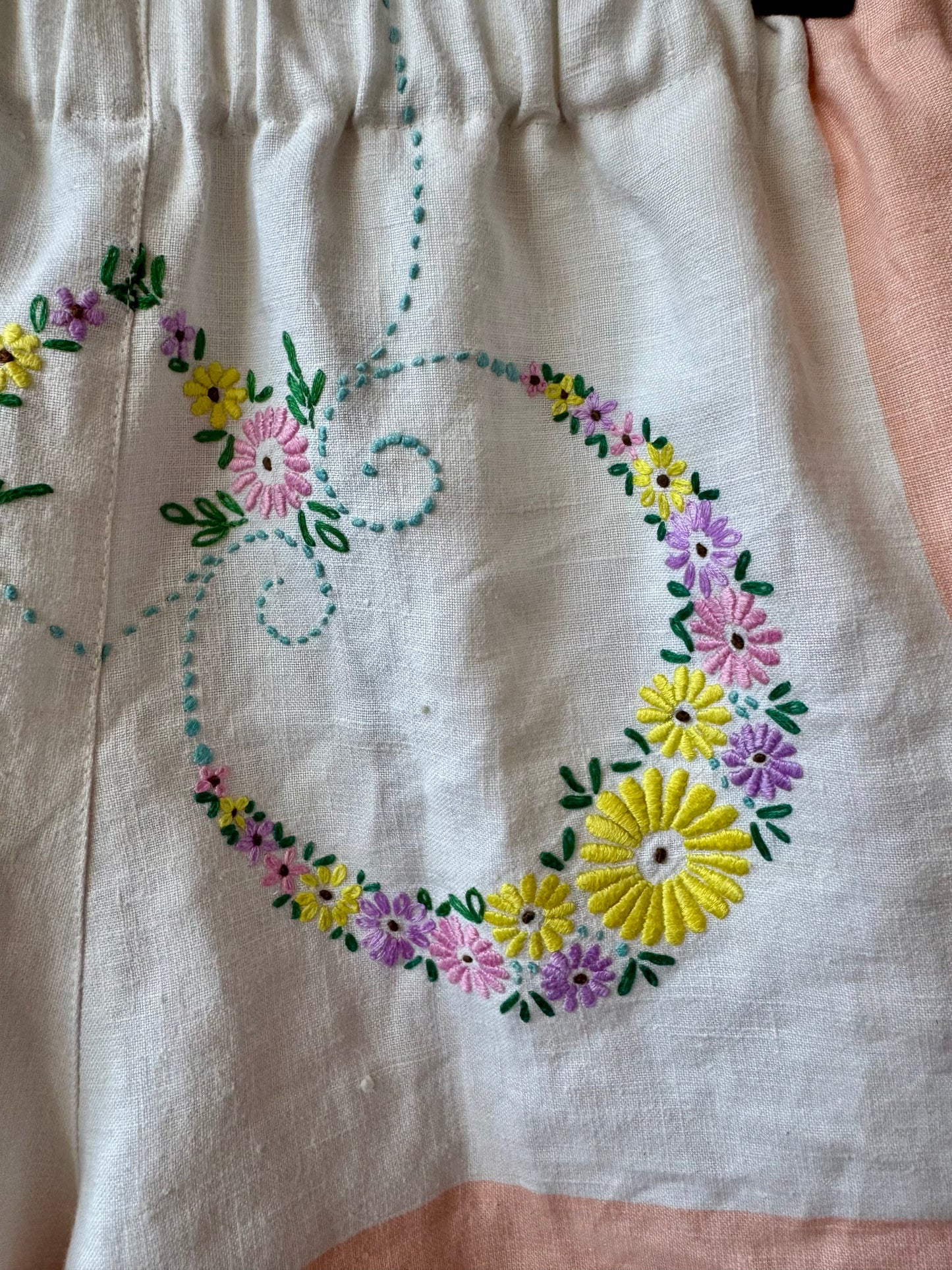 Floral shorts with salmon pink borders