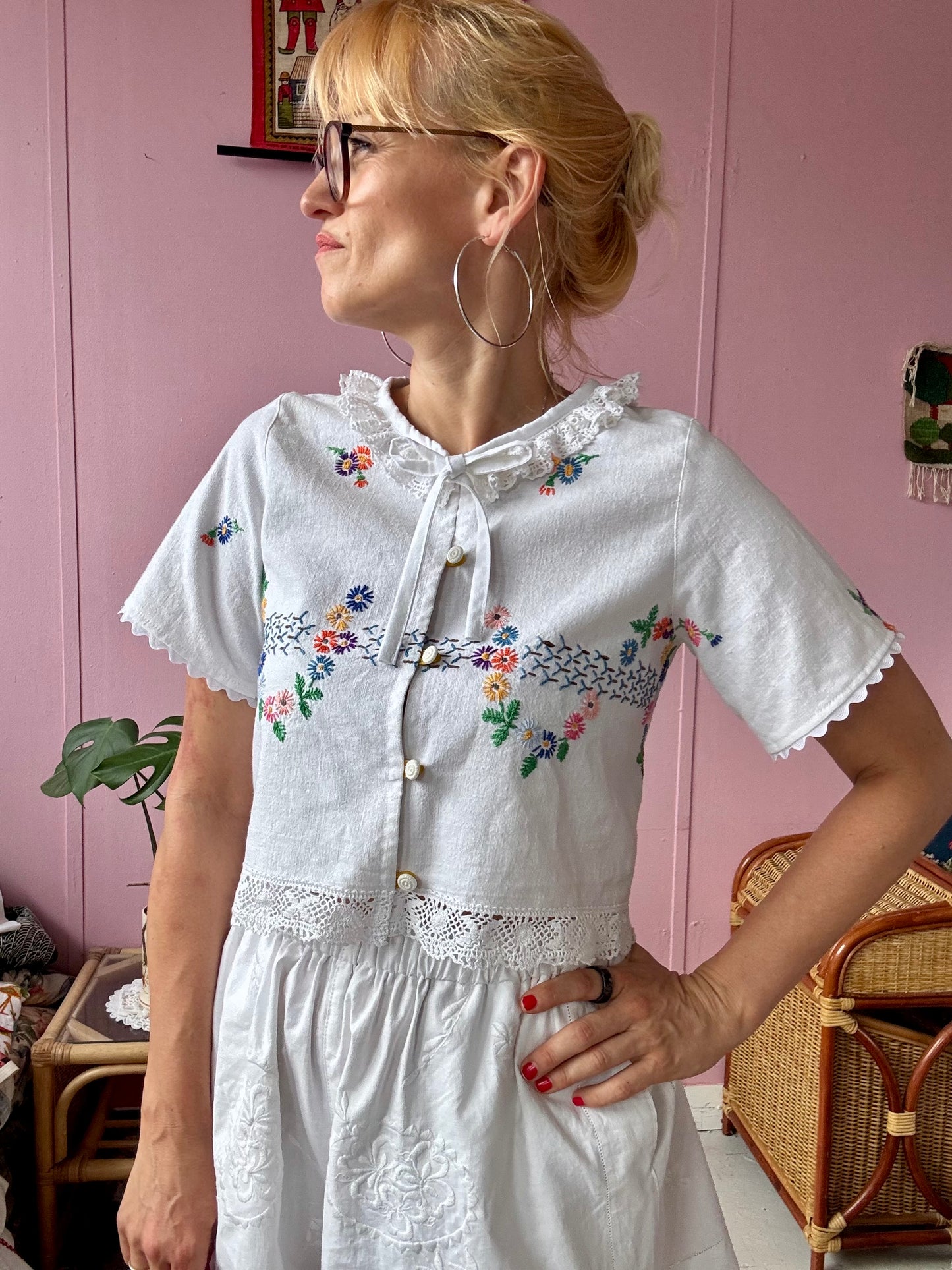Floral blouse with front buttons