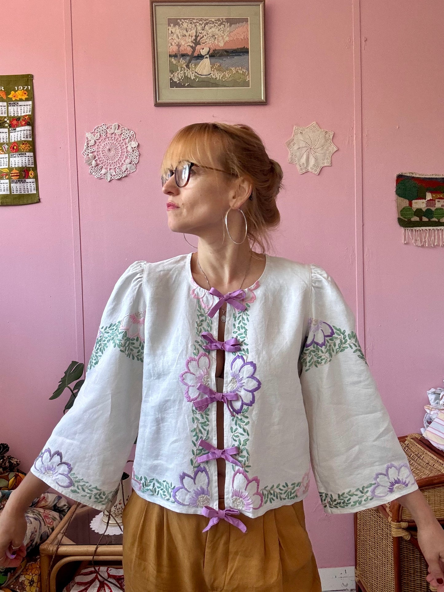 Pink and lilac floral blouse