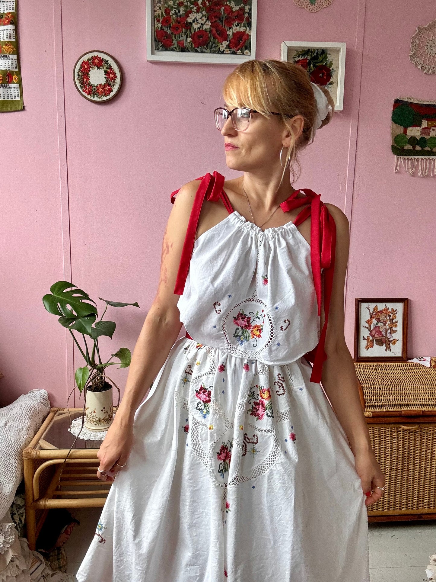 Cross stitch skirt and top set