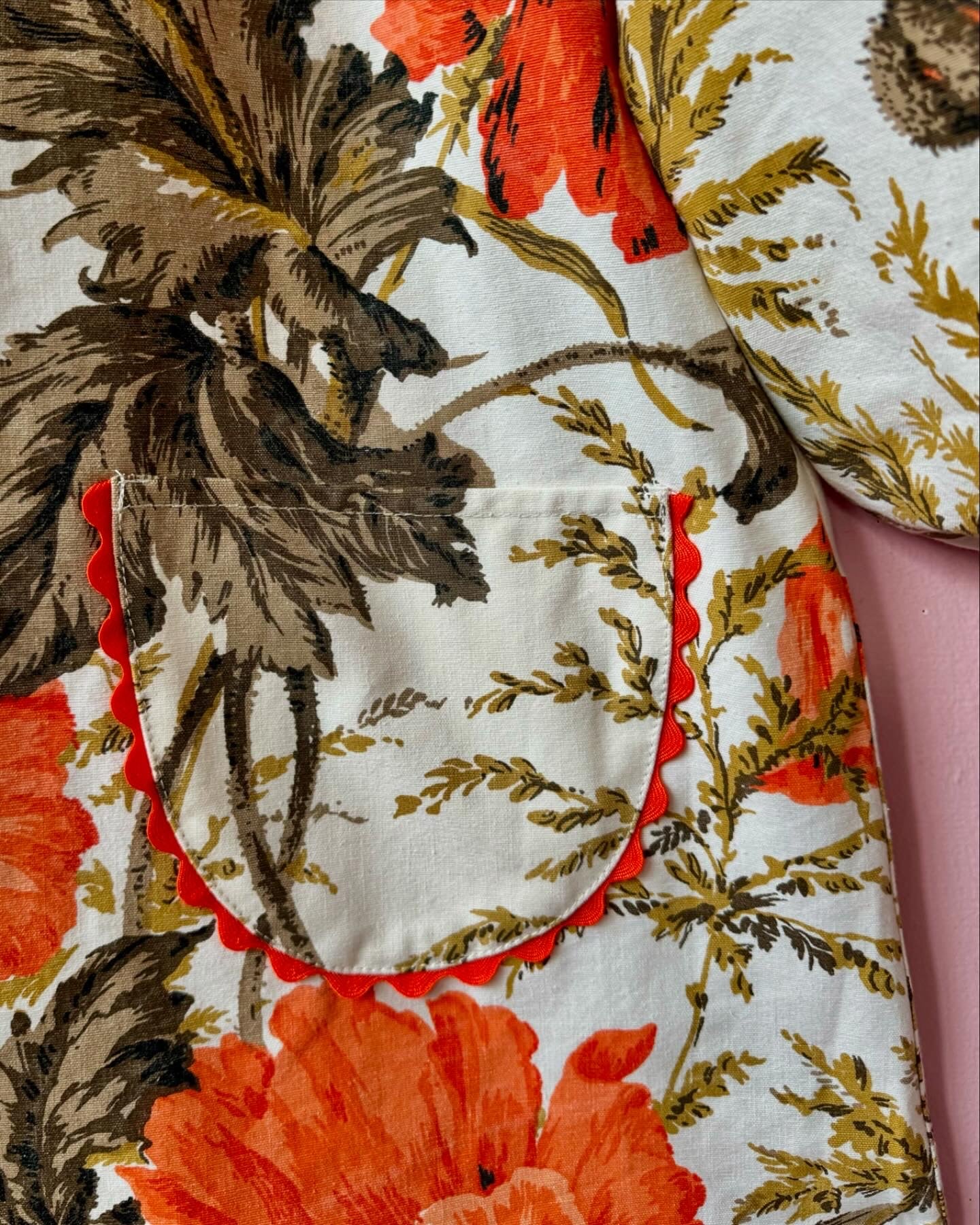 Orange poppies mini dress with long sleeves