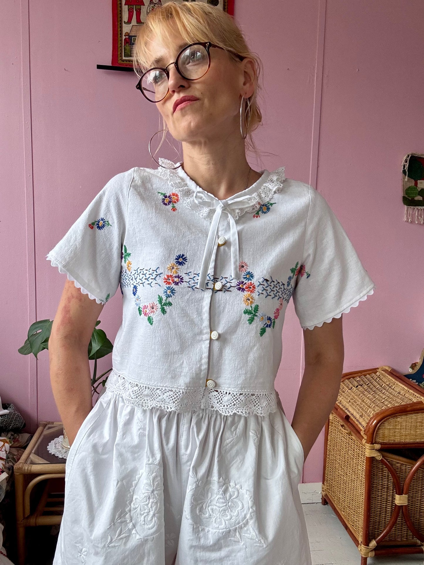 Floral blouse with front buttons