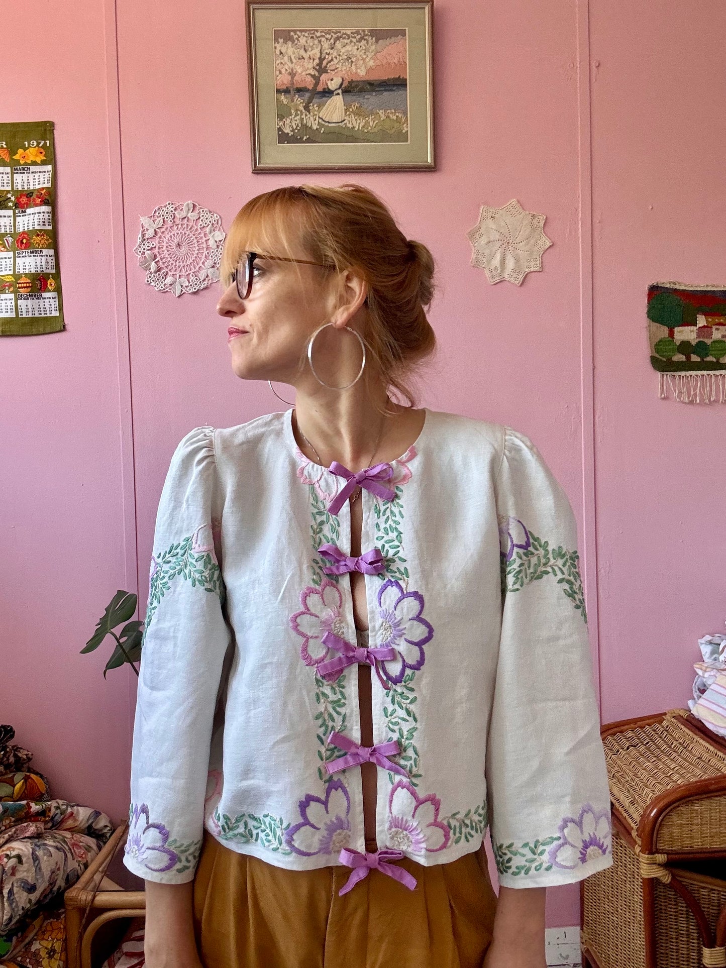Pink and lilac floral blouse