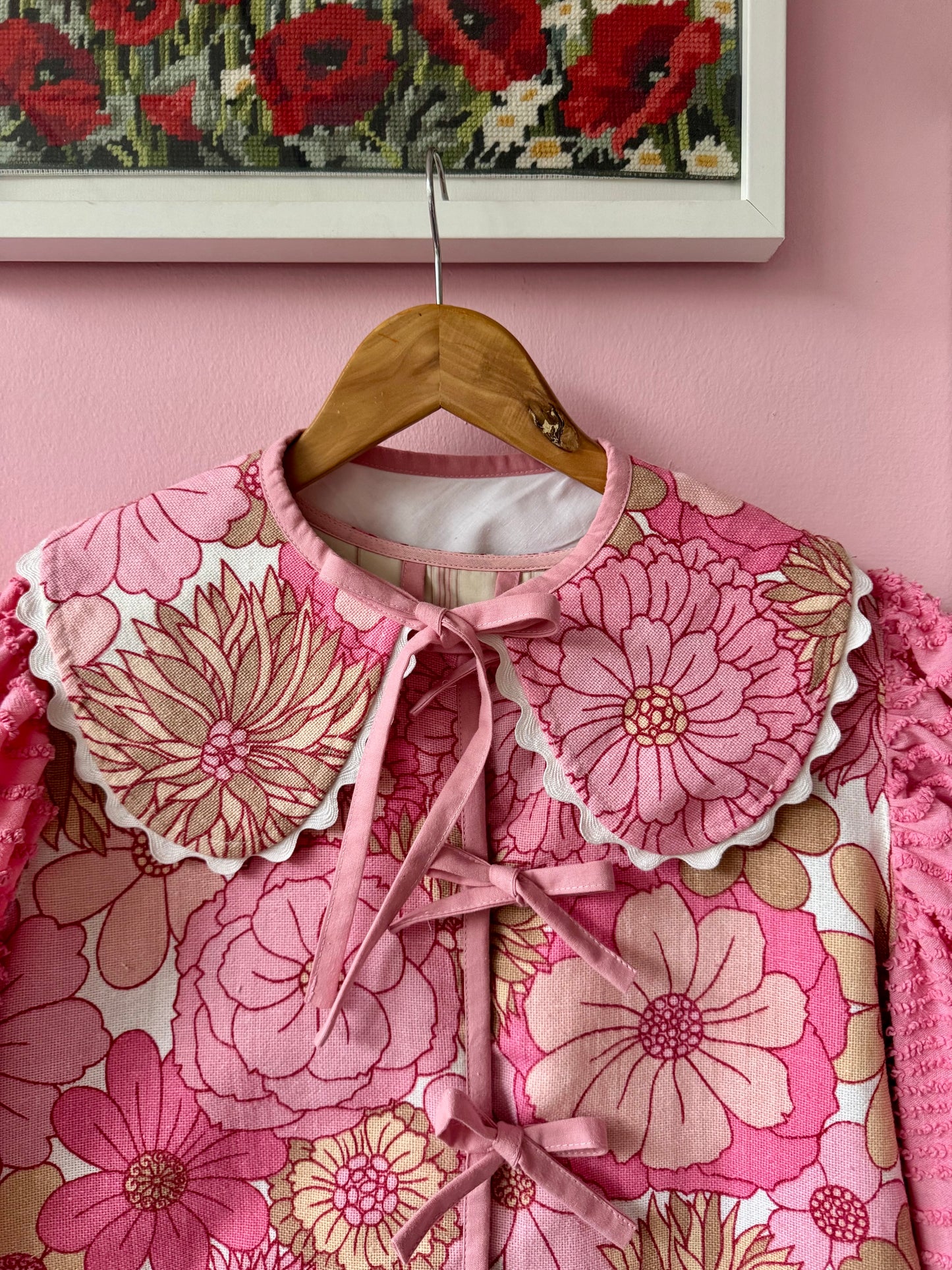 Pink floral and candlewick set