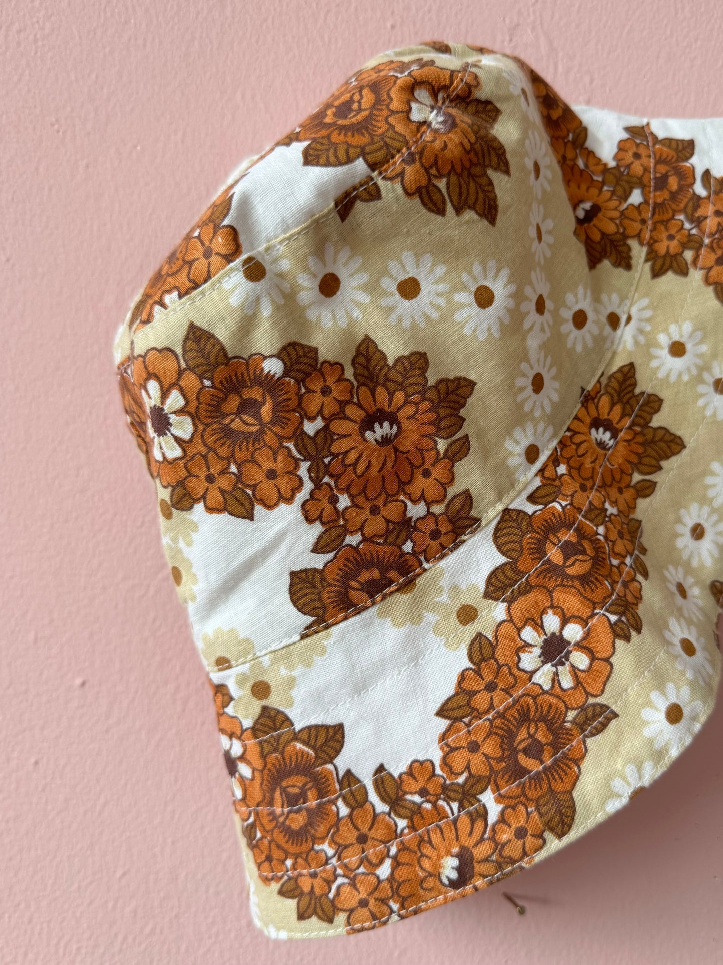 Brown floral bucket hat