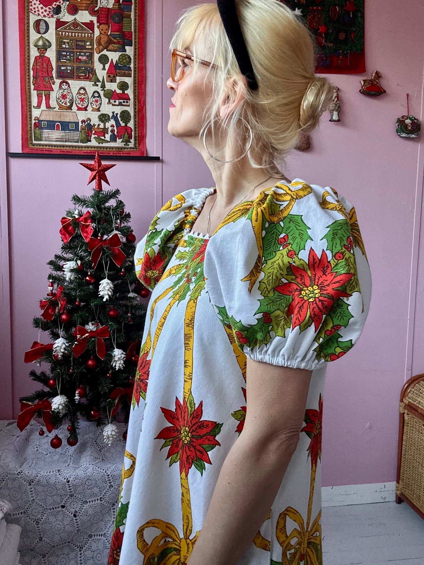 Christmas print mini dress