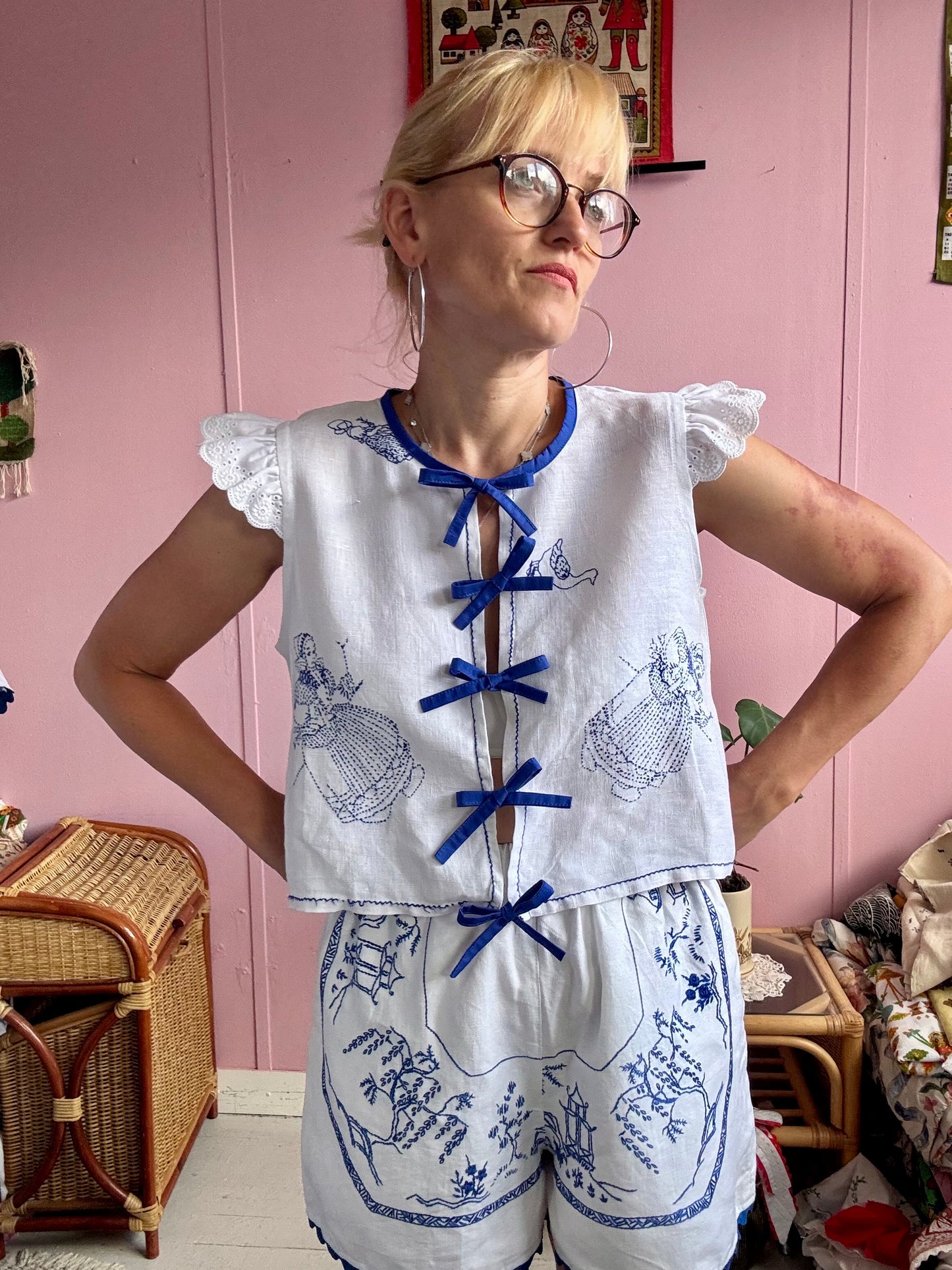 White blouse with hand embroidery