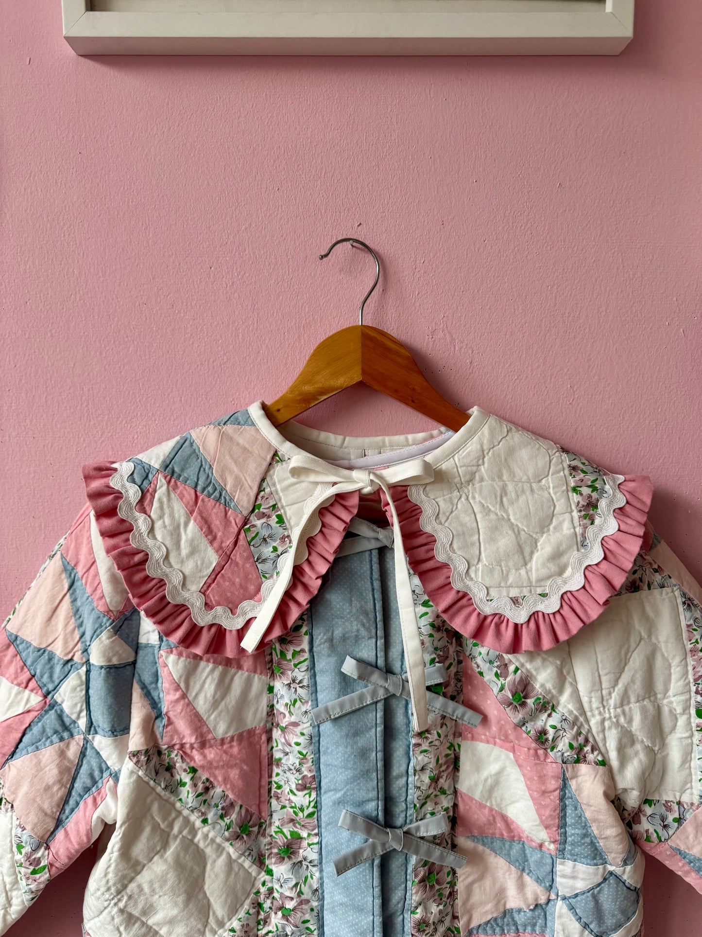 Pink/blue/white patchwork jacket