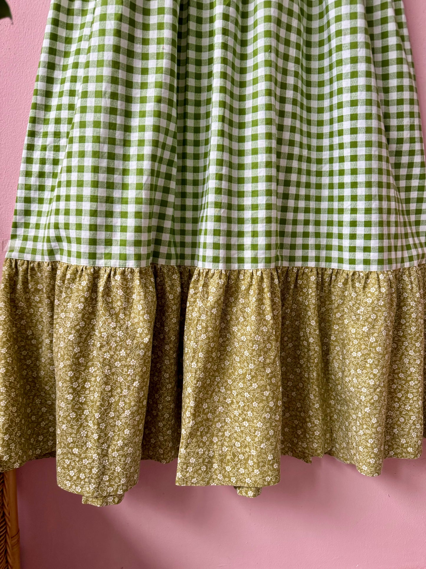 Teatowel with dogs and green gingham maxi dress