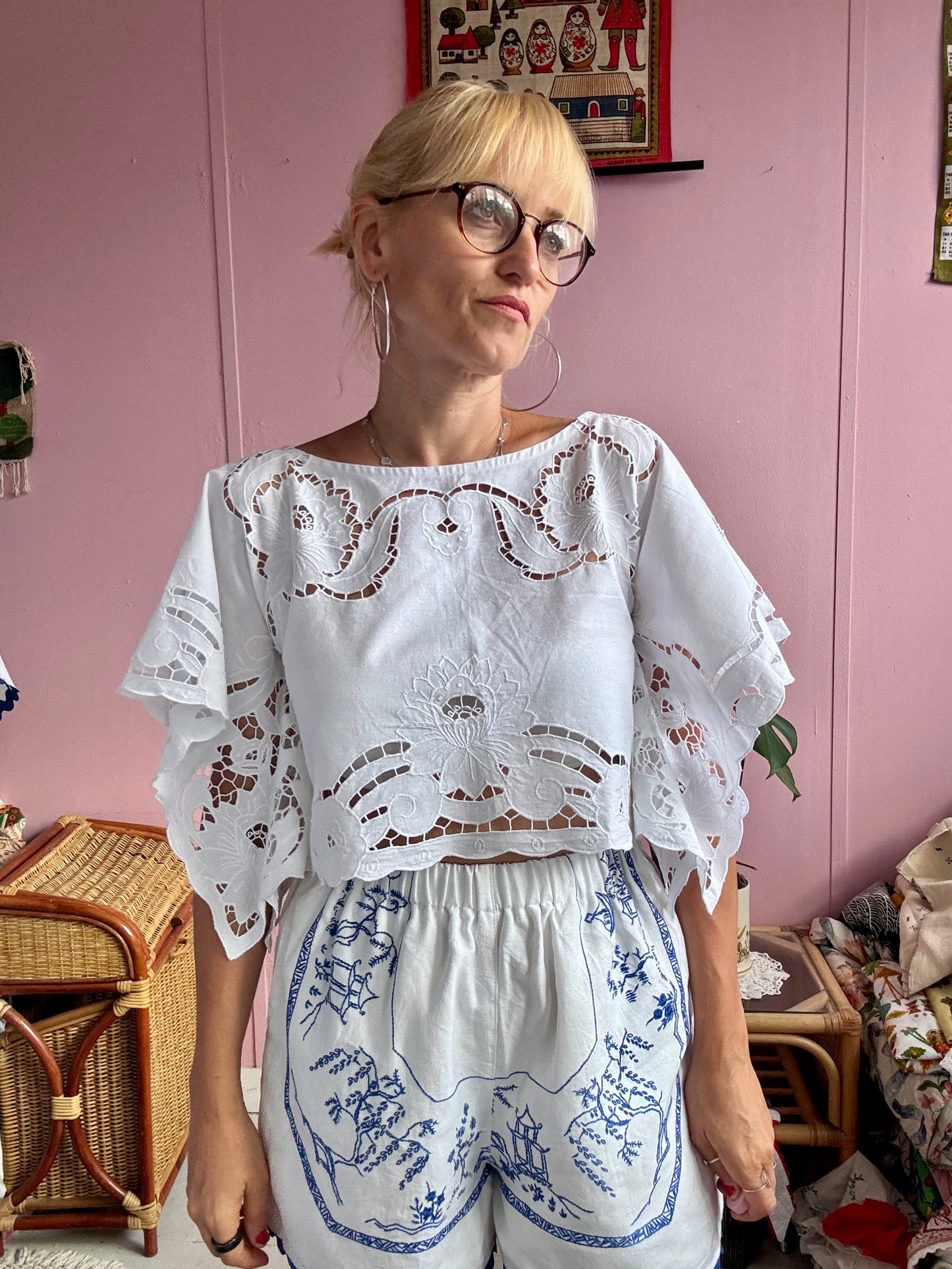 Floral cut out basic top