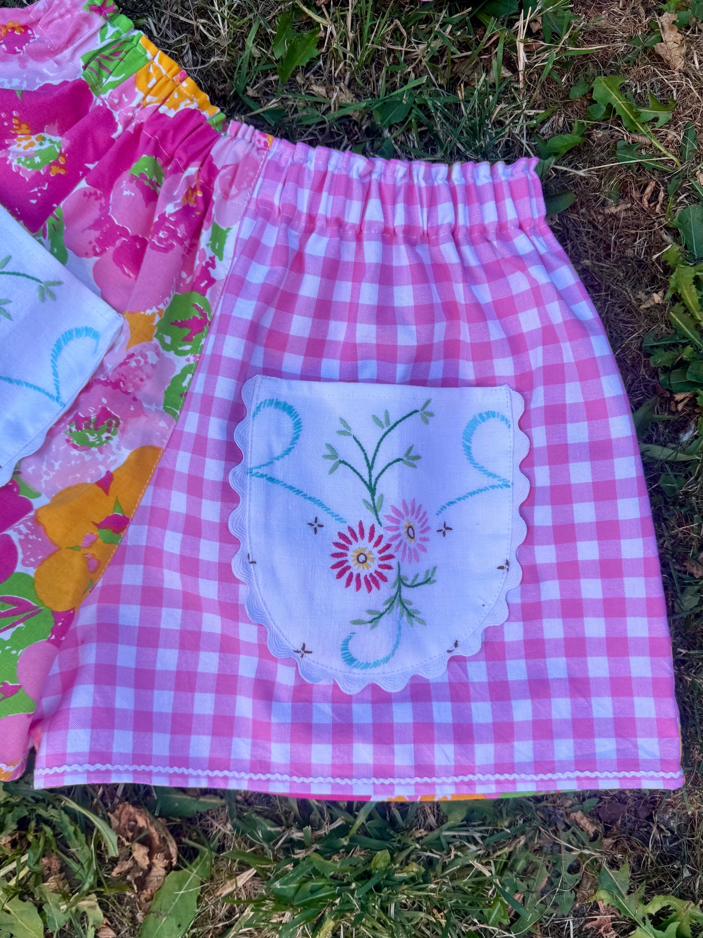 Pink gingham and floral shorts