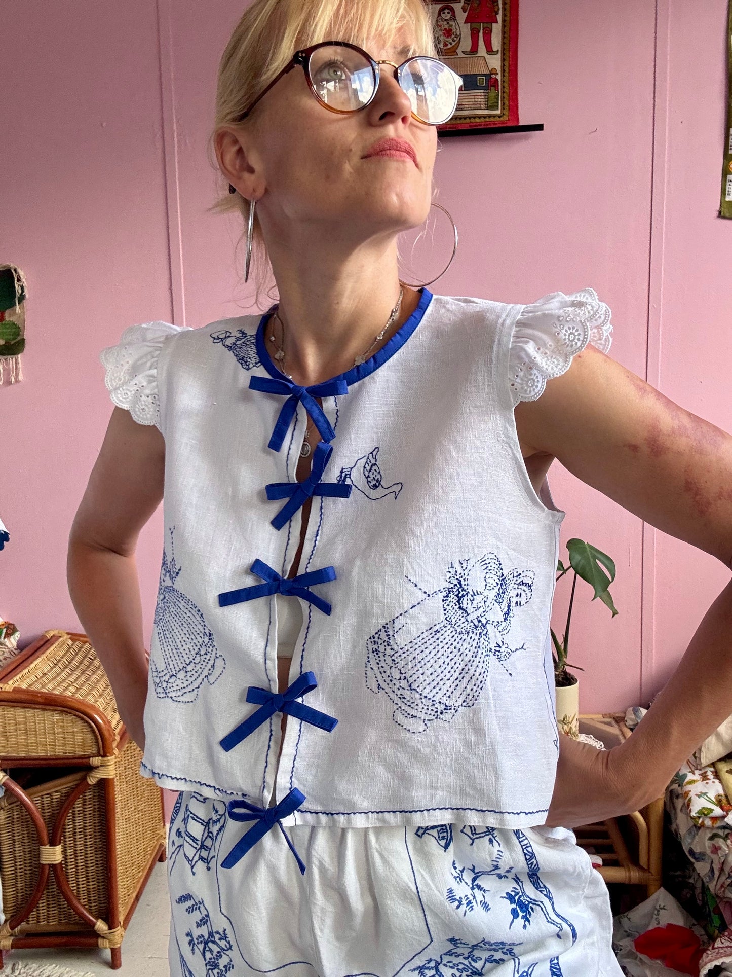 White blouse with hand embroidery