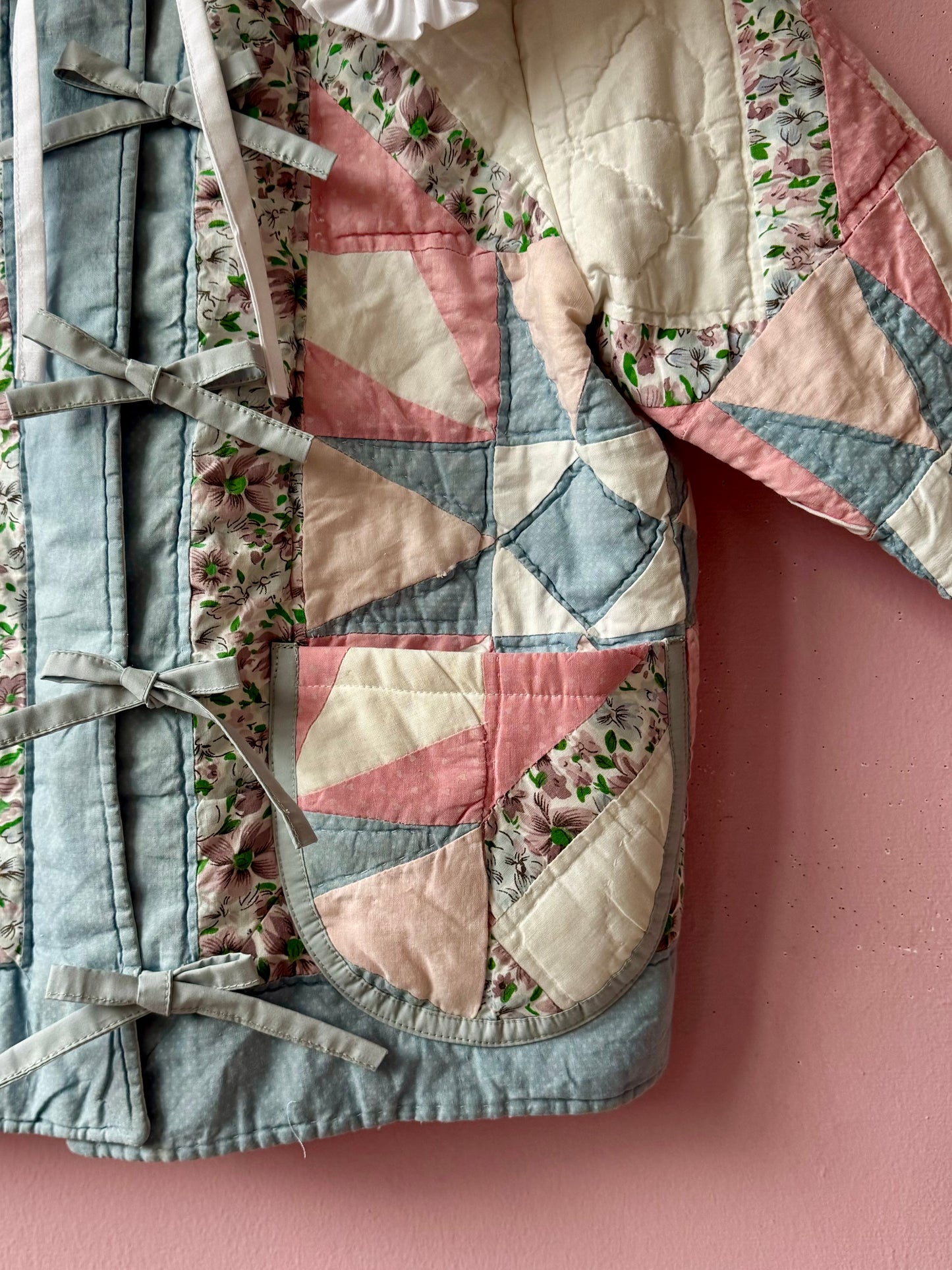 Pink/blue/white patchwork jacket