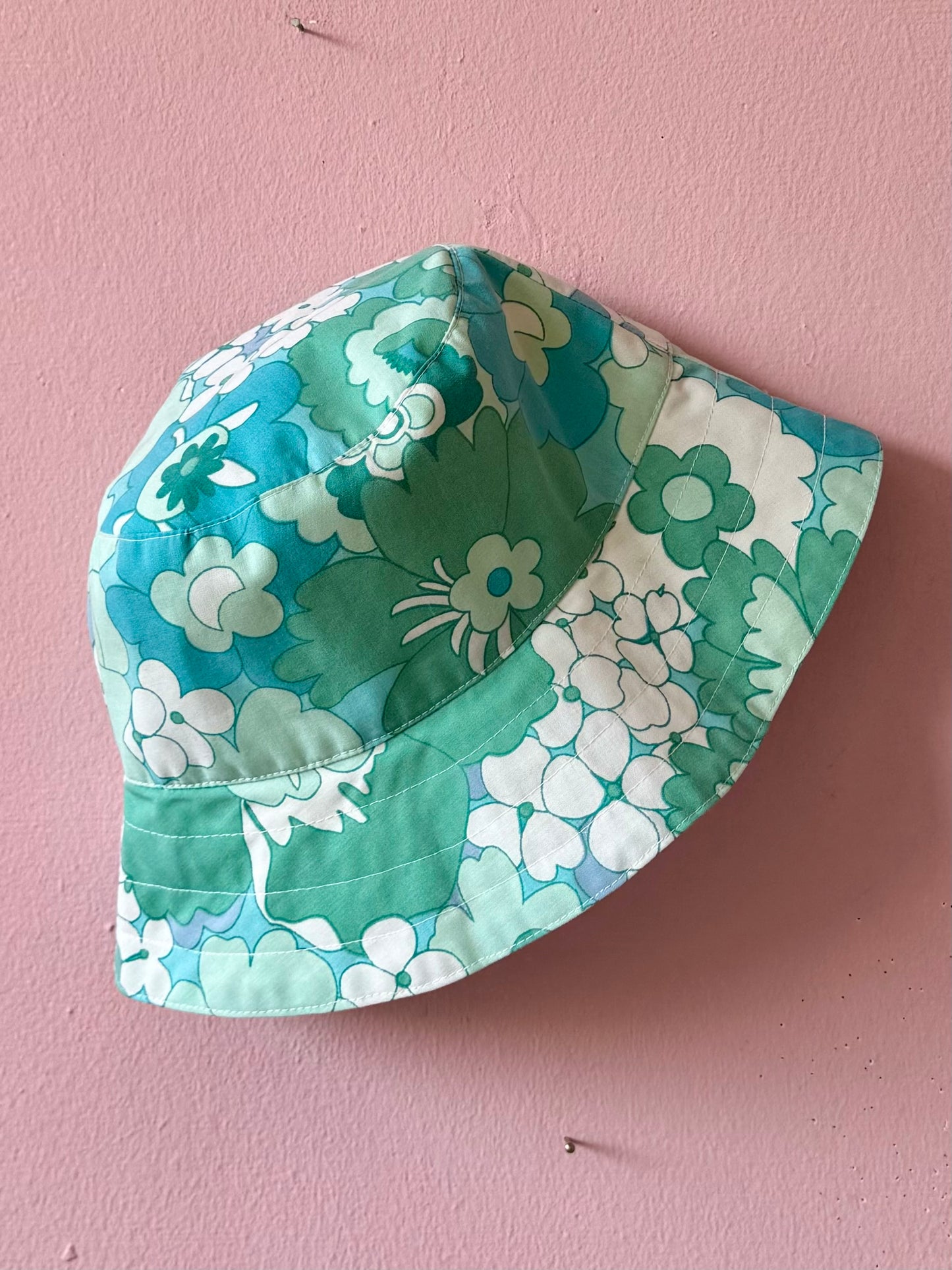 Green and blue floral bucket hat