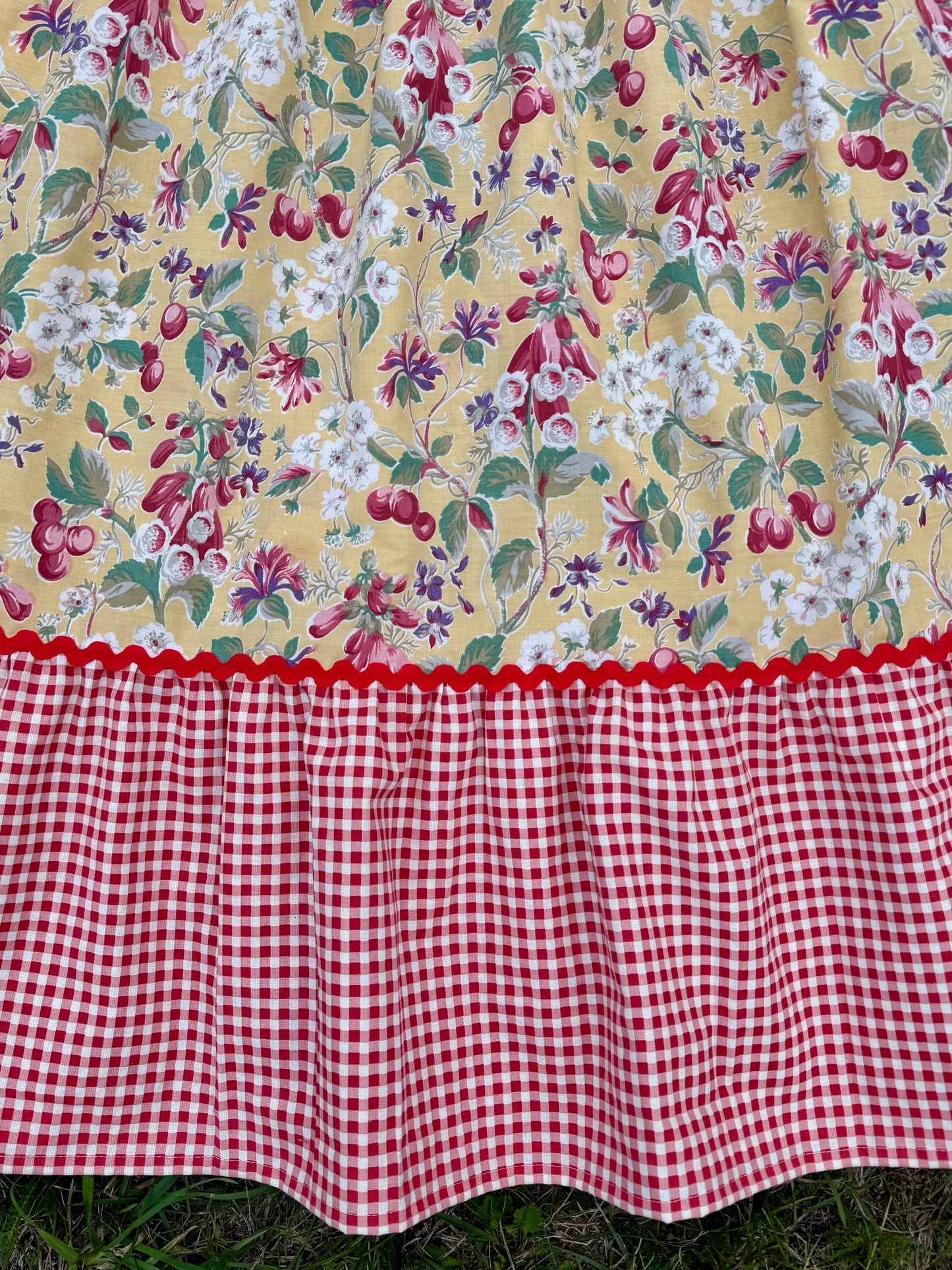 Yellow fruity and gingham dress