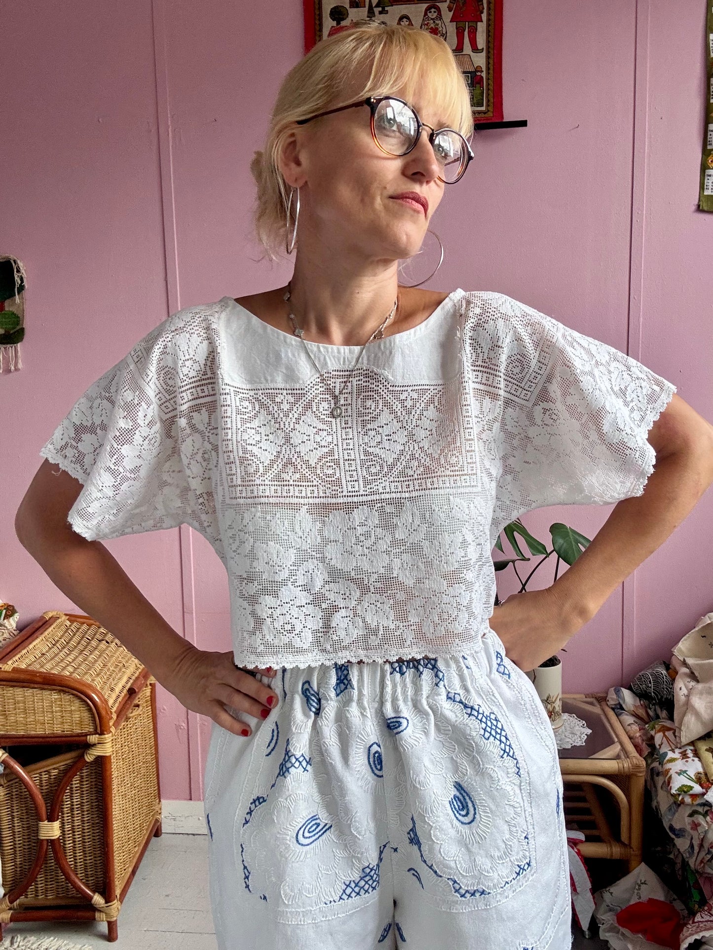 Ivory lace basic top