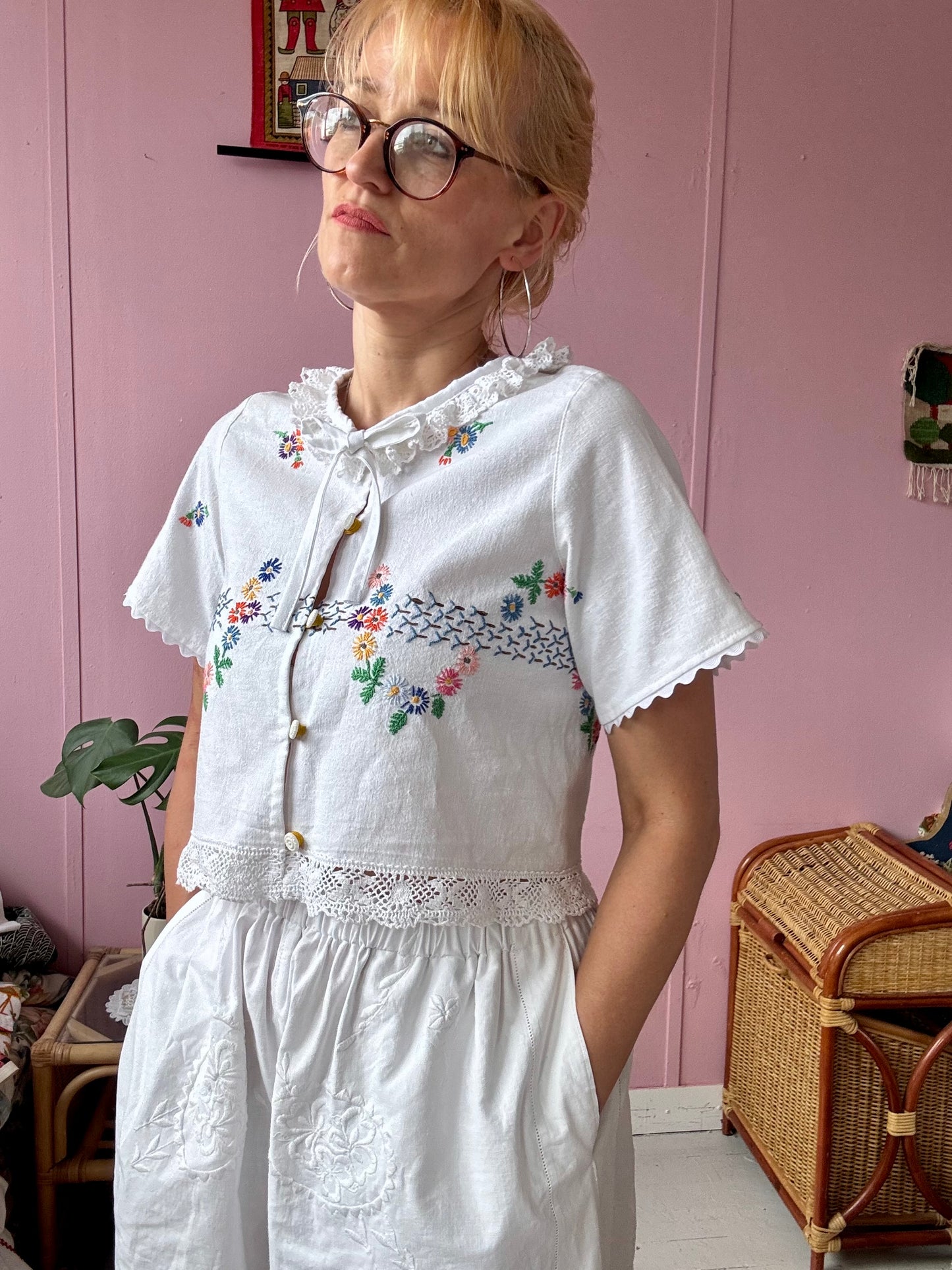 Floral blouse with front buttons