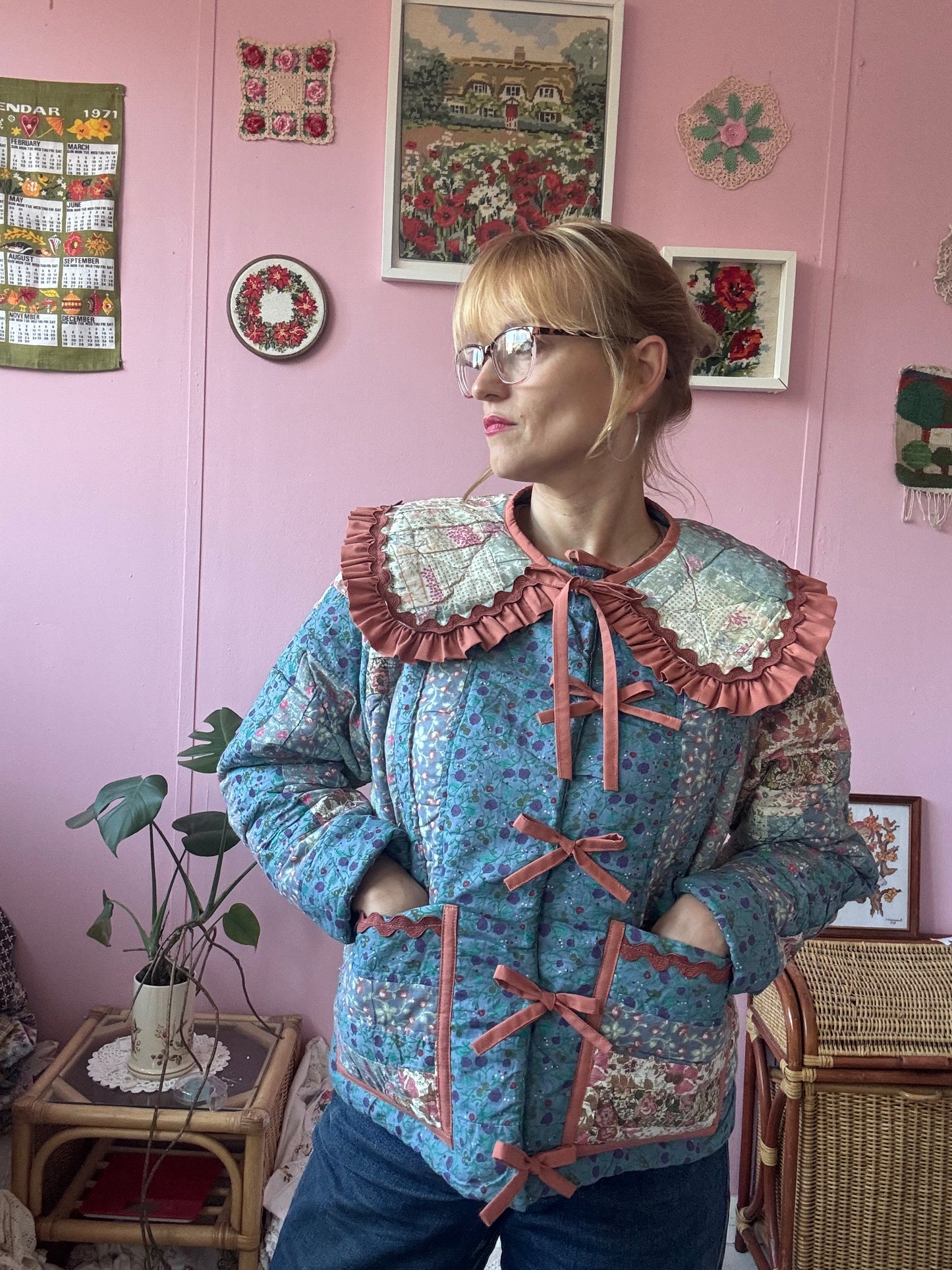 Blue patchwork jacket