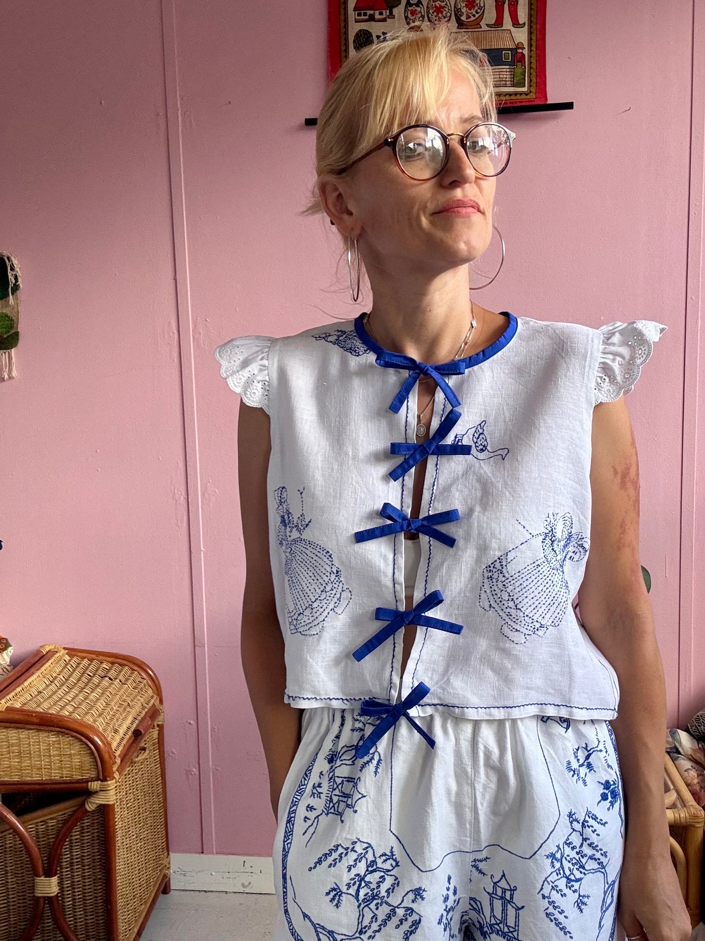 White blouse with hand embroidery