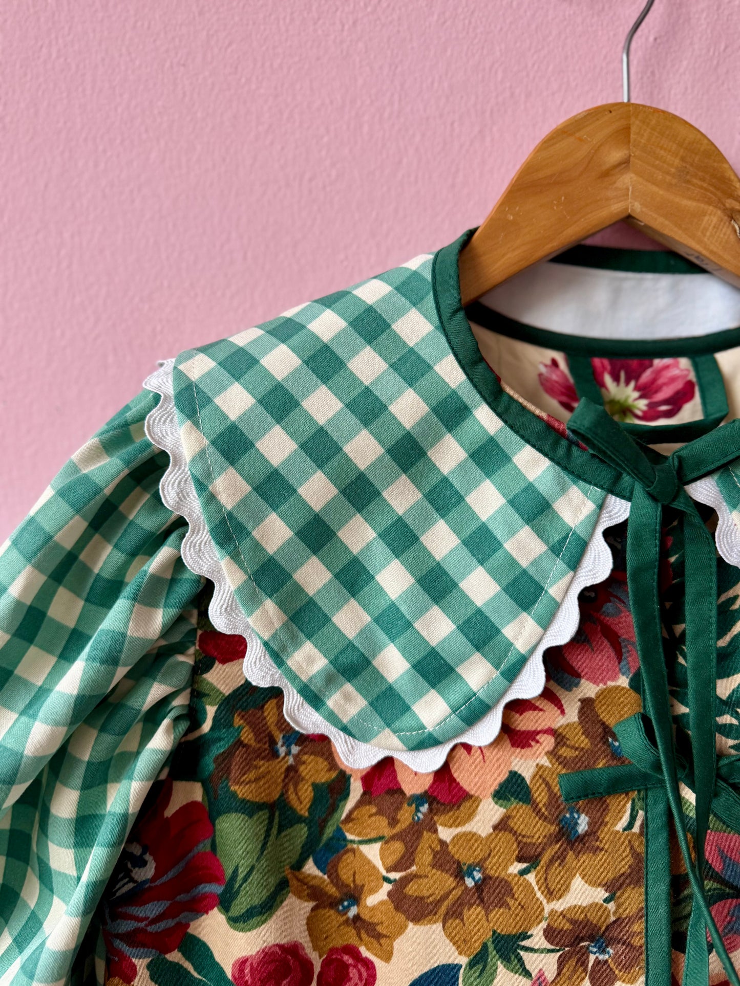 Floral and green gingham jacket