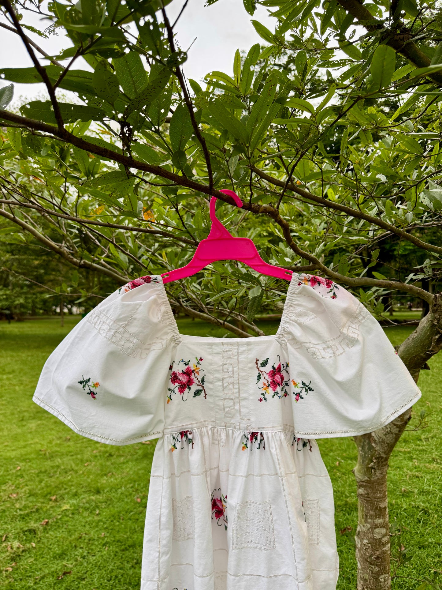 Roses embroidery short dress