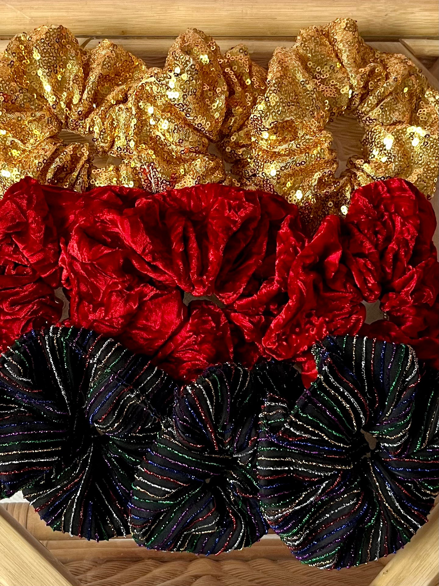 Set of 3 festive scrunchies