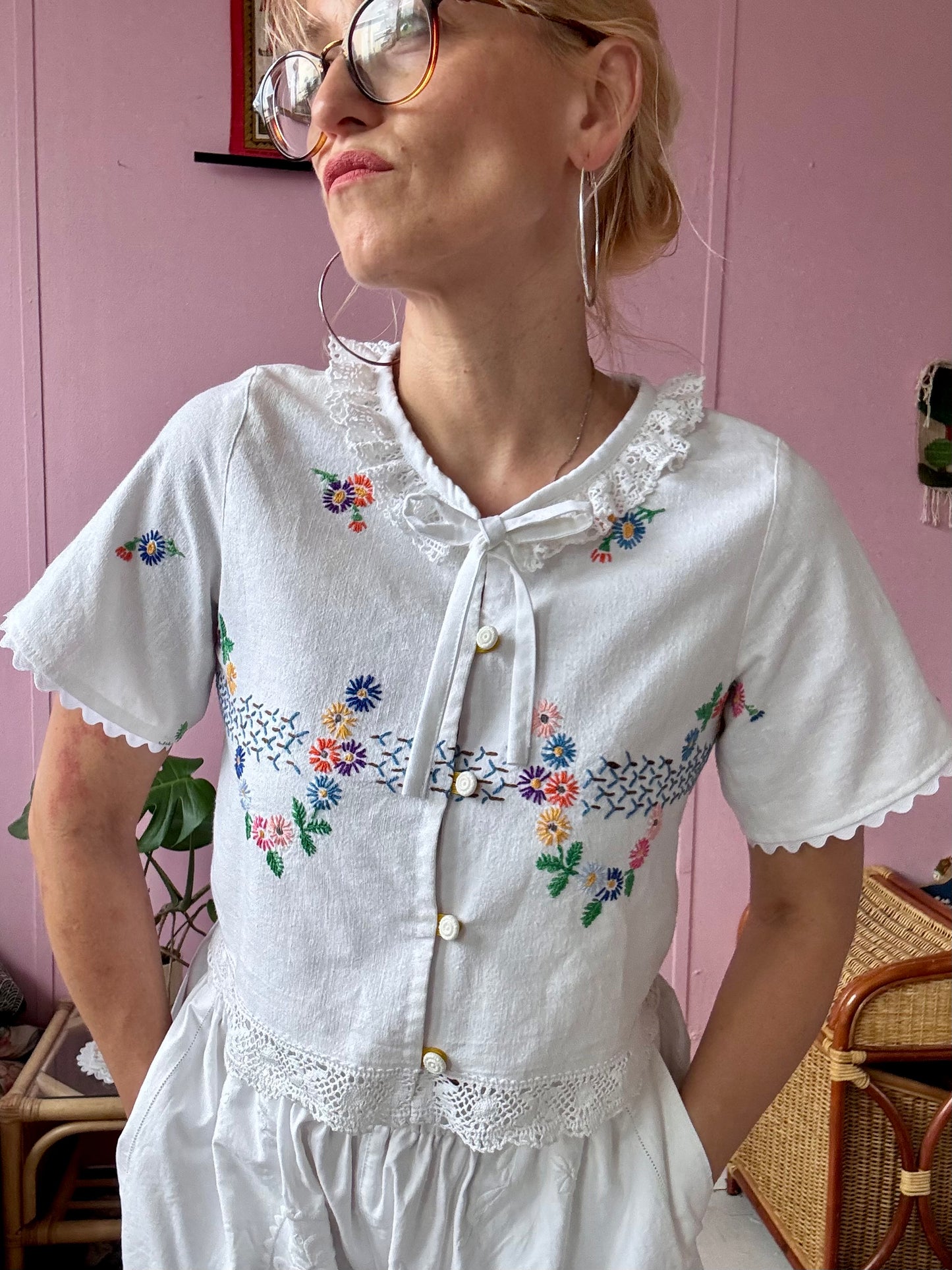 Floral blouse with front buttons