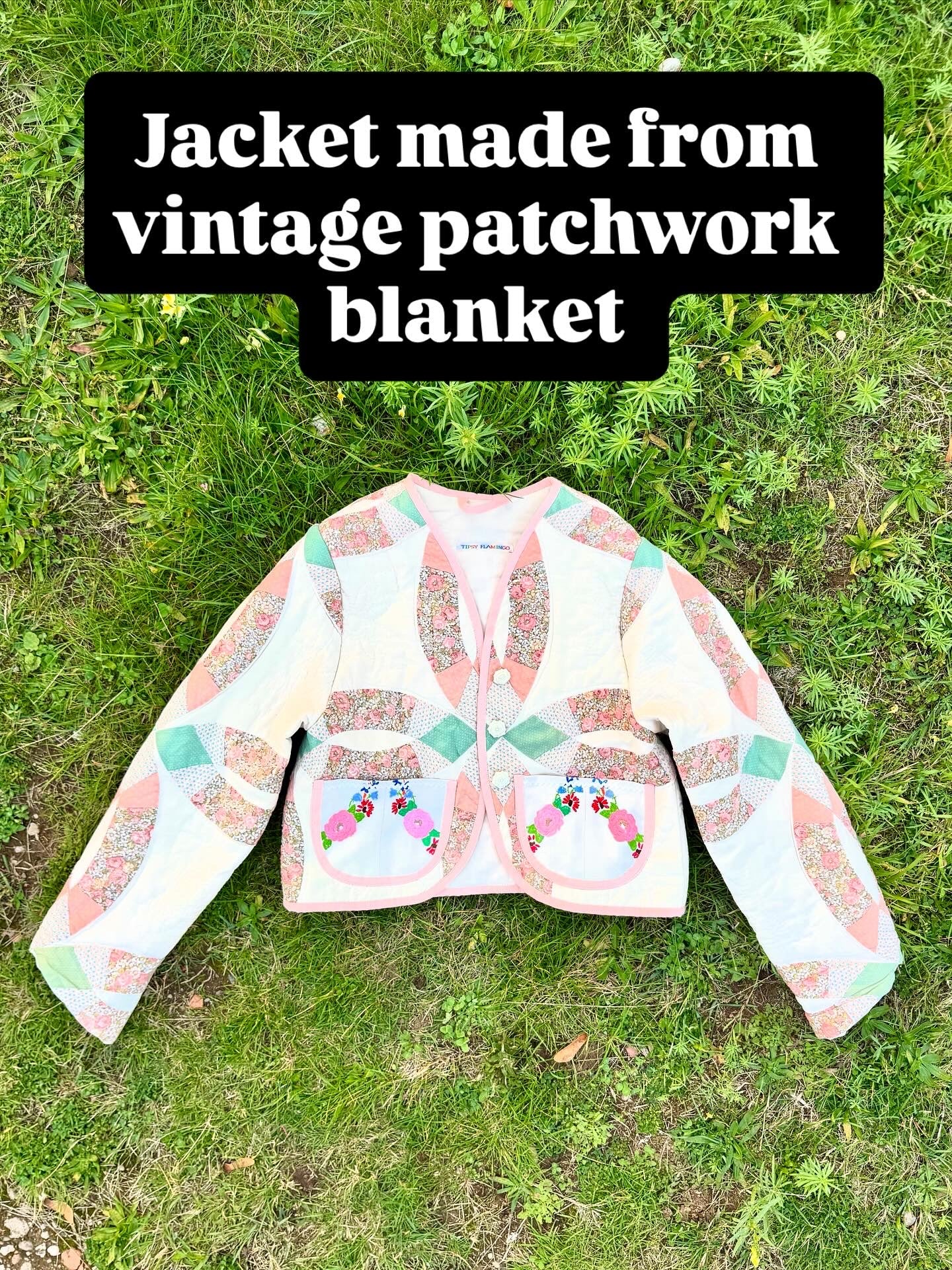 Patchwork jacket with floral pockets
