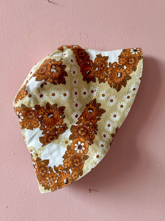 Brown floral bucket hat