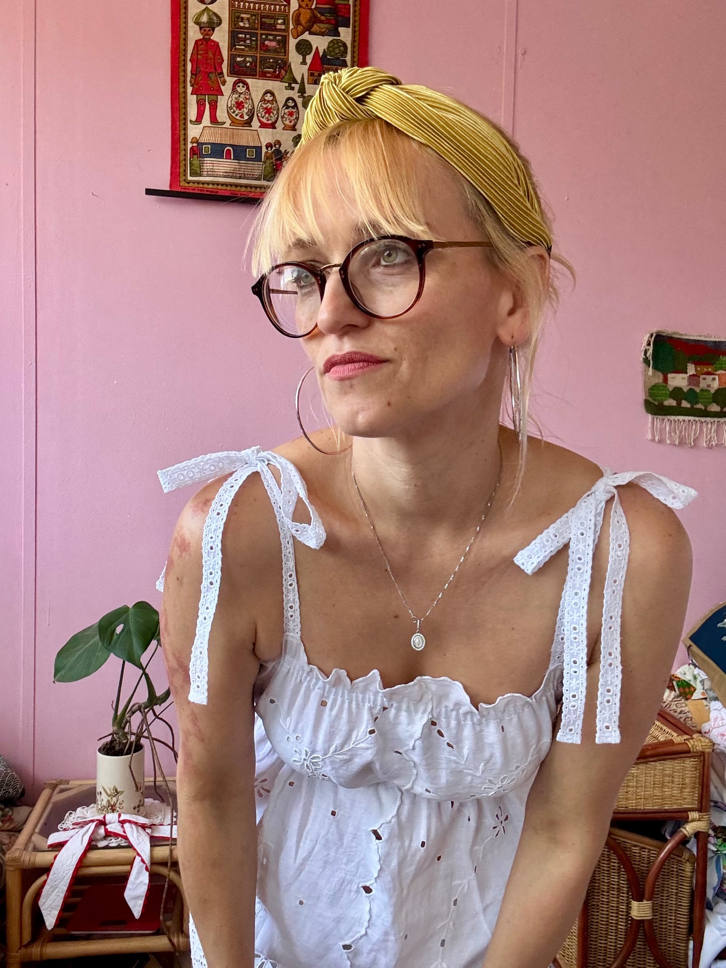 White midi dress with embroidery