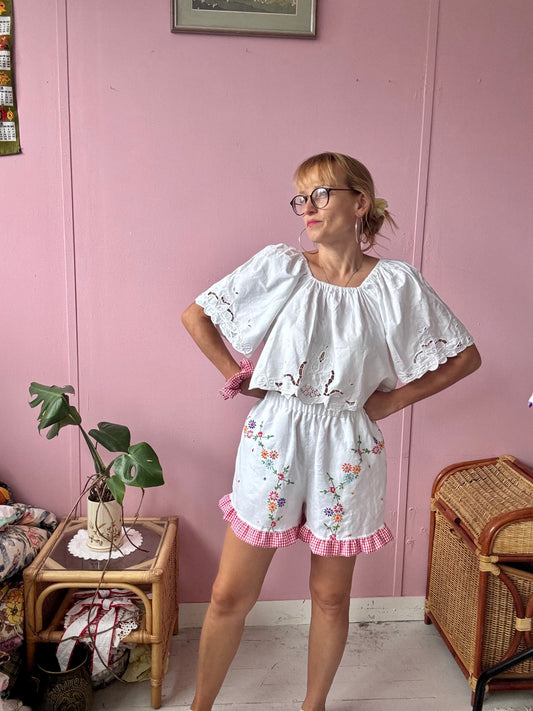 Floral and gingham shorts