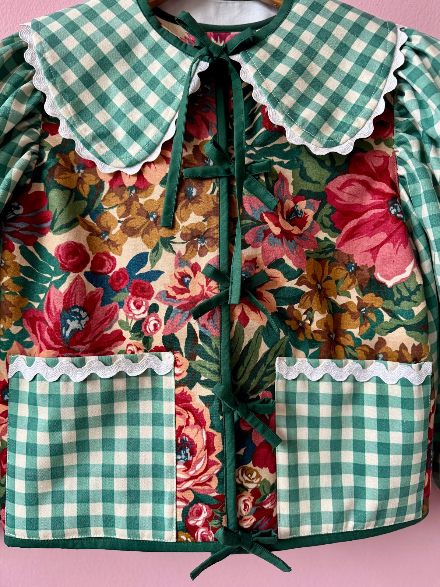 Floral and green gingham jacket