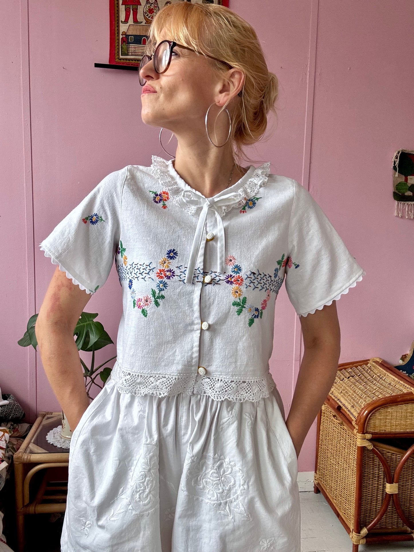 Floral blouse with front buttons