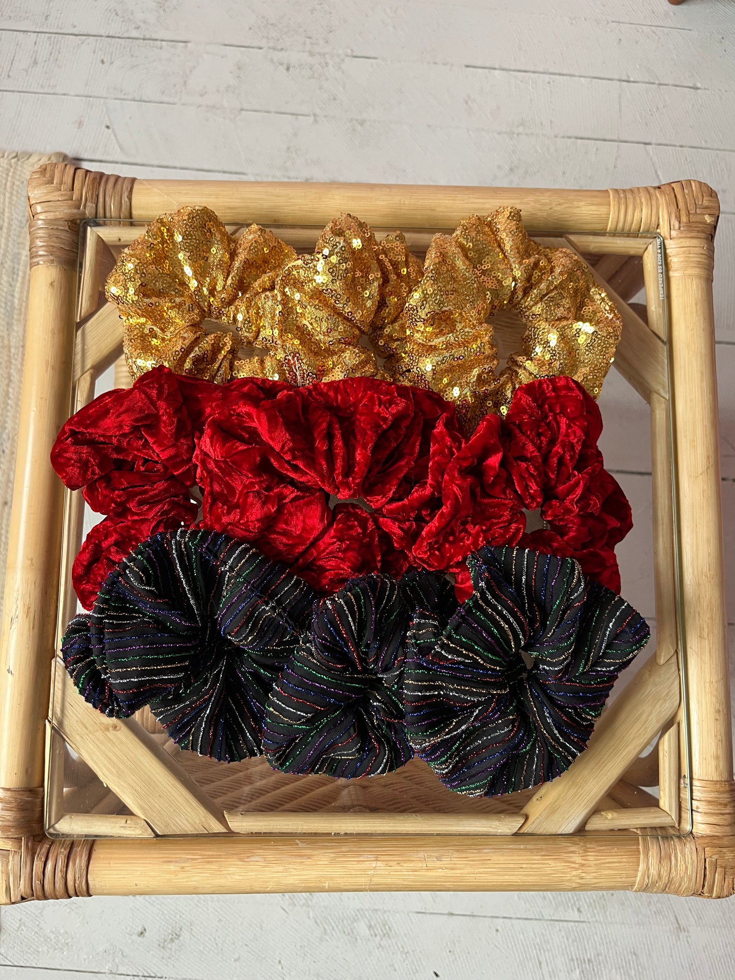 Set of 3 festive scrunchies