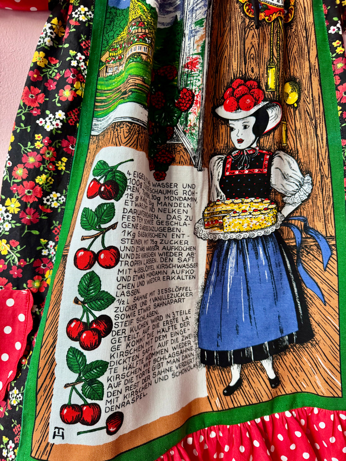 Vintage teatowel and polka dots short dress