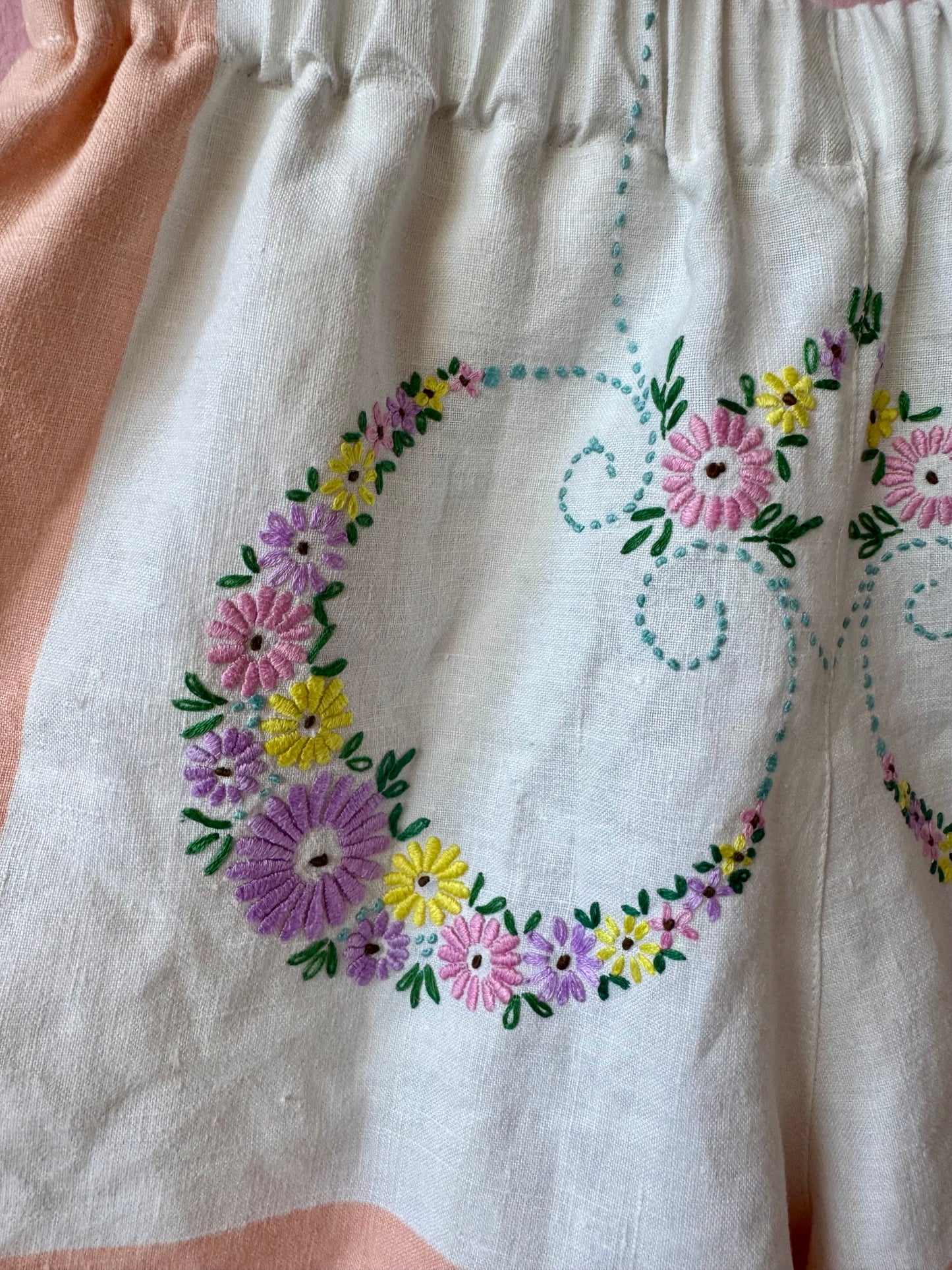 Floral shorts with salmon pink borders