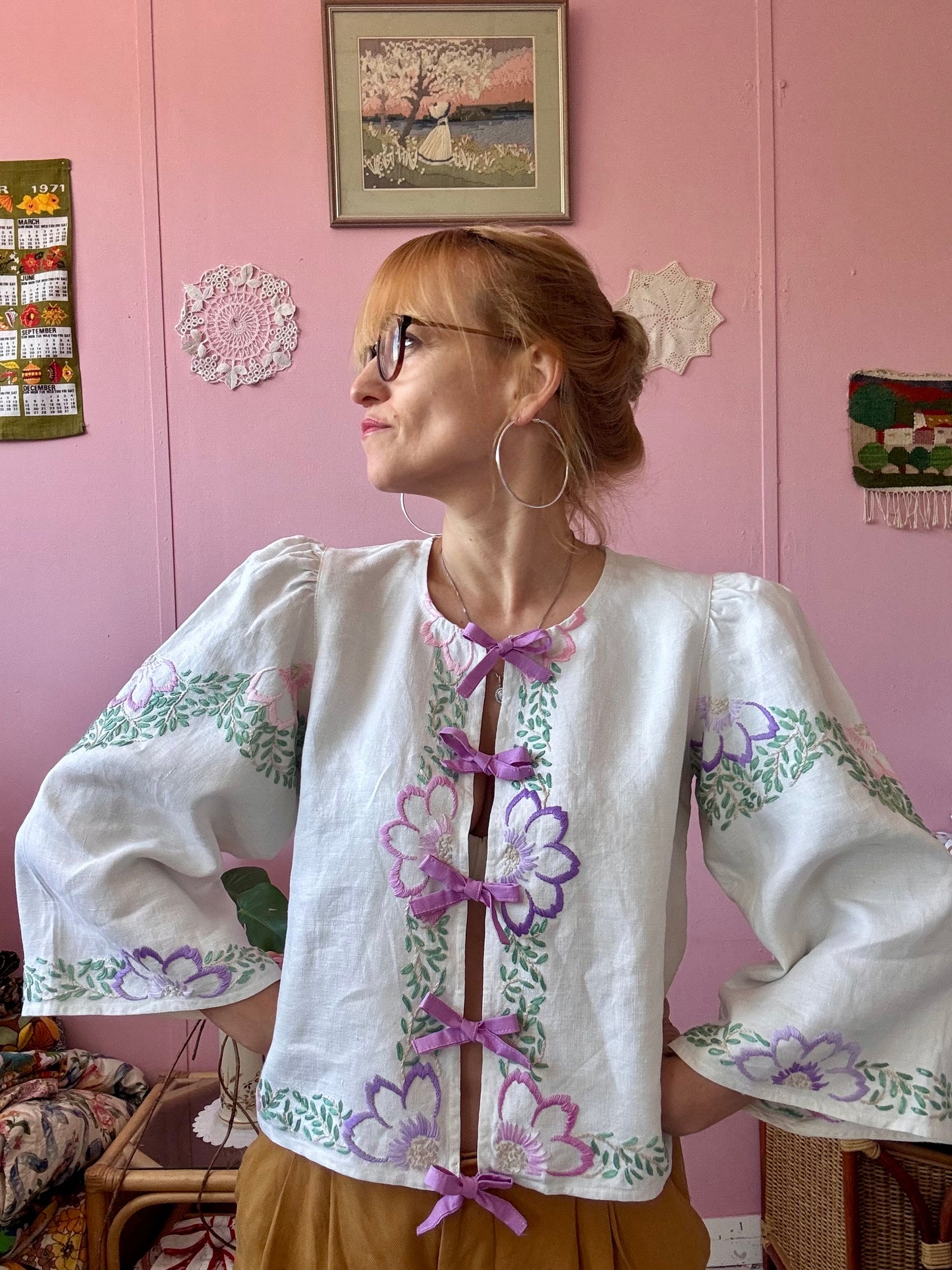 Pink and lilac floral blouse