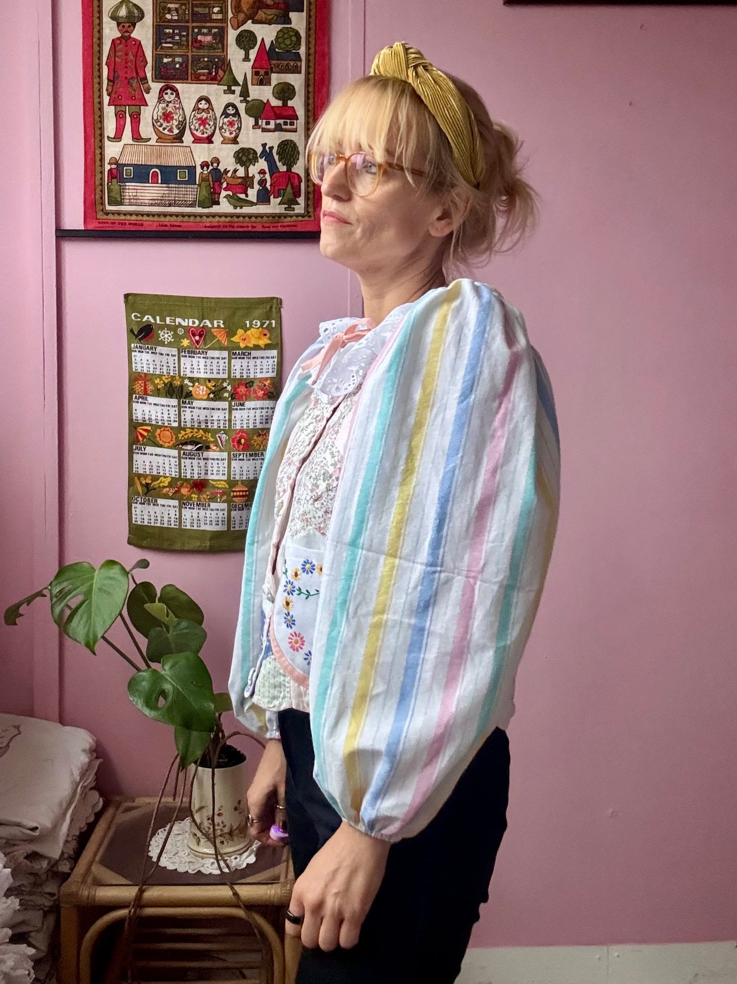 Patchwork and stripes blouse