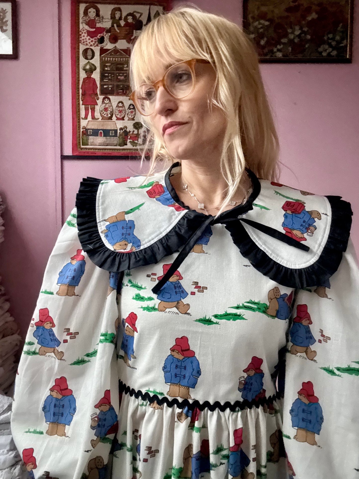 Paddington bear maxi dress with detachable collar
