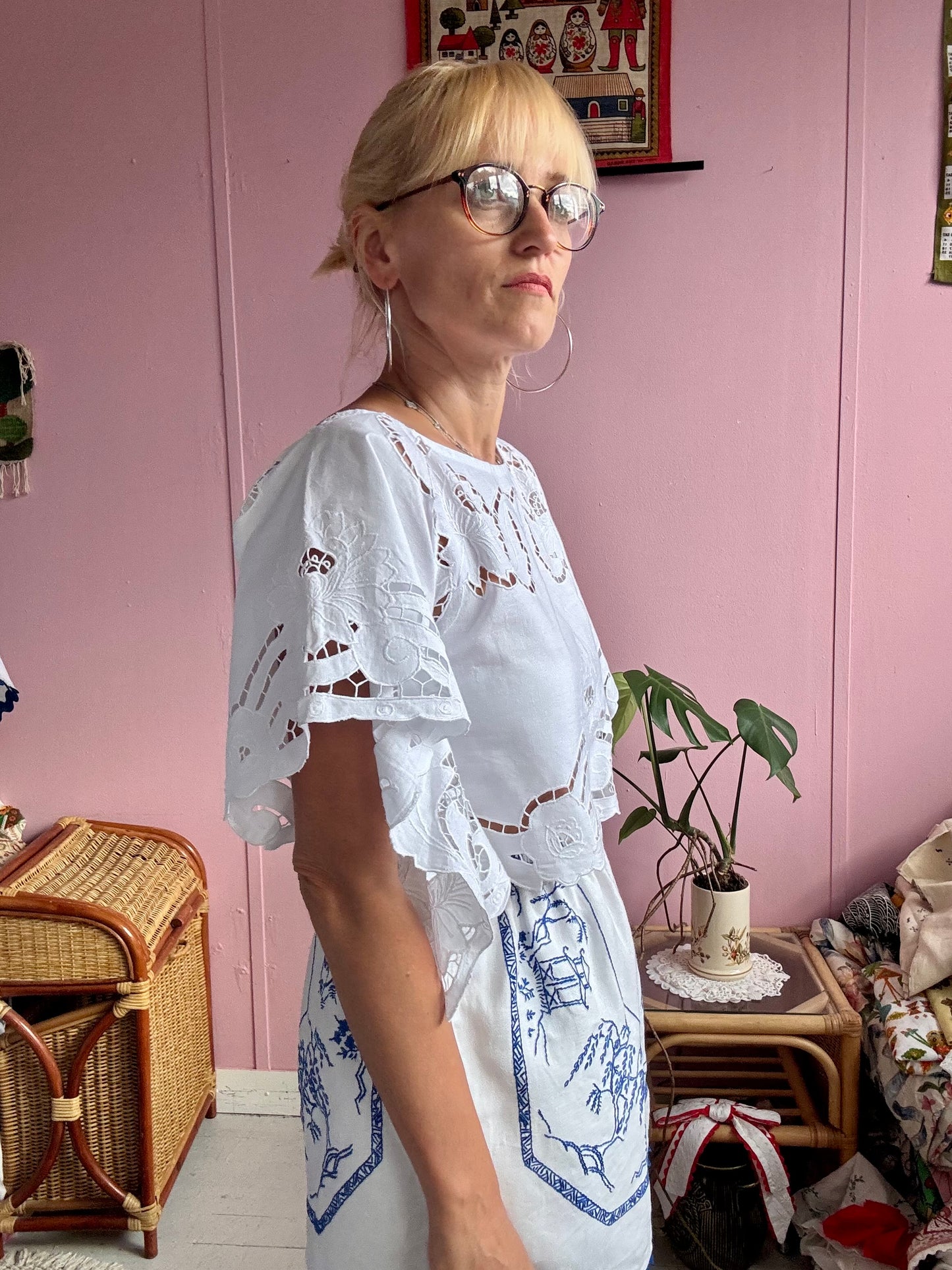 Floral cut out basic top