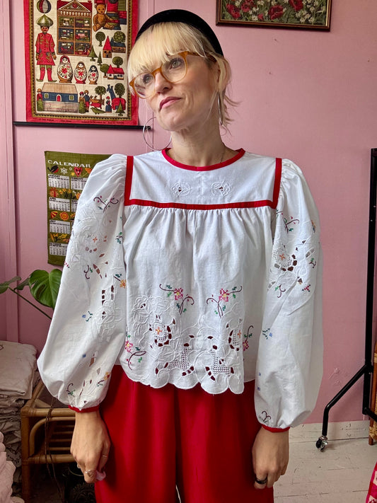 White blouse with hand embroidery