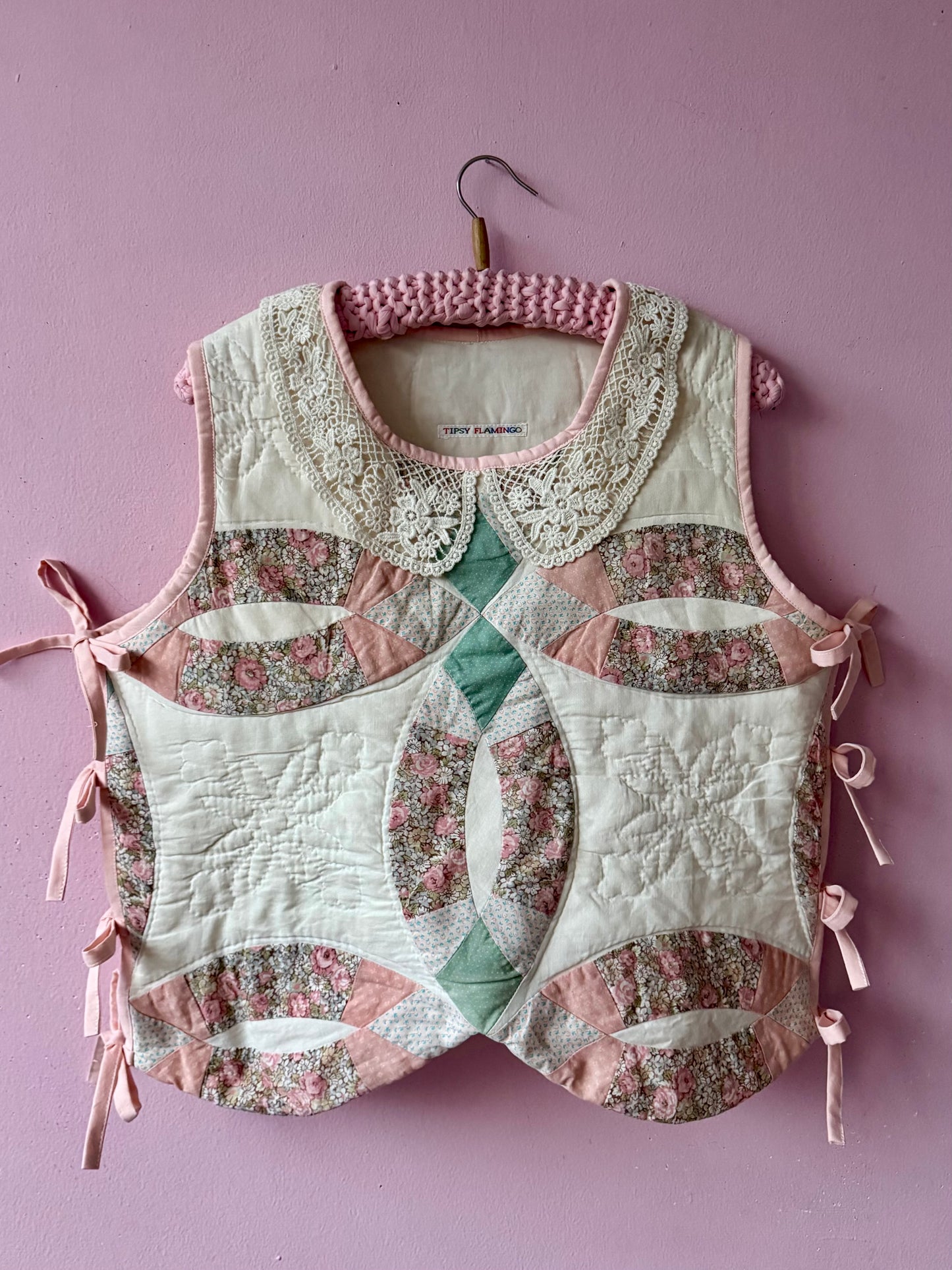 Patchwork vest with side bows