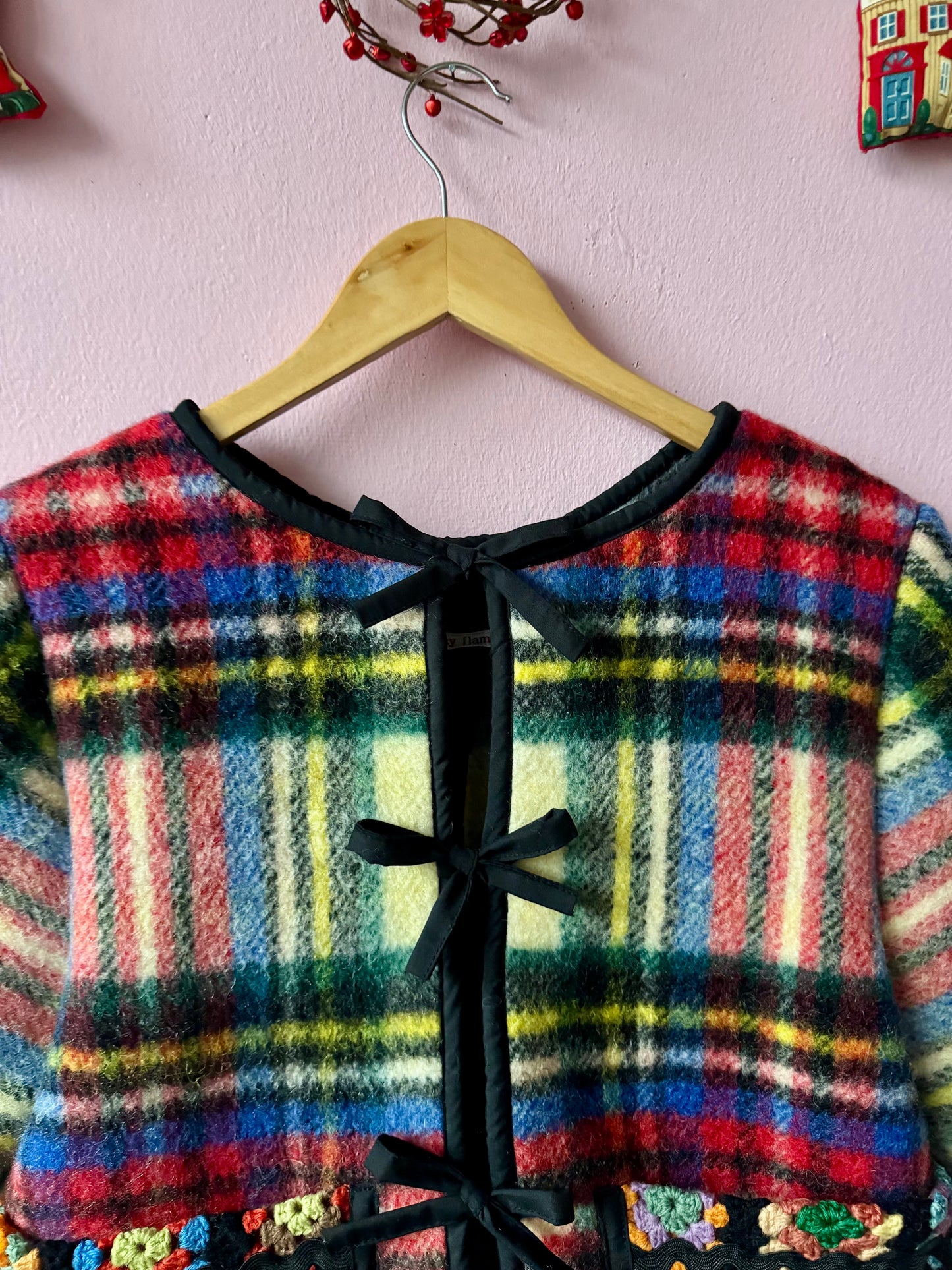 Wool jacket with patchwork pockets