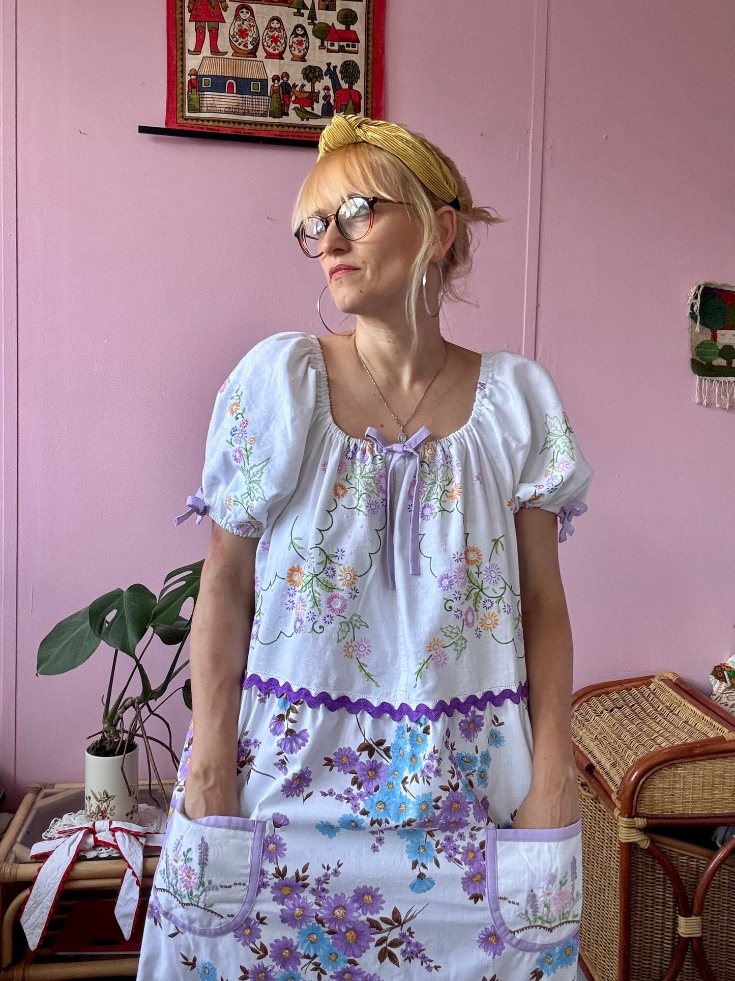 Maxi dress with 3 layers and sleeves