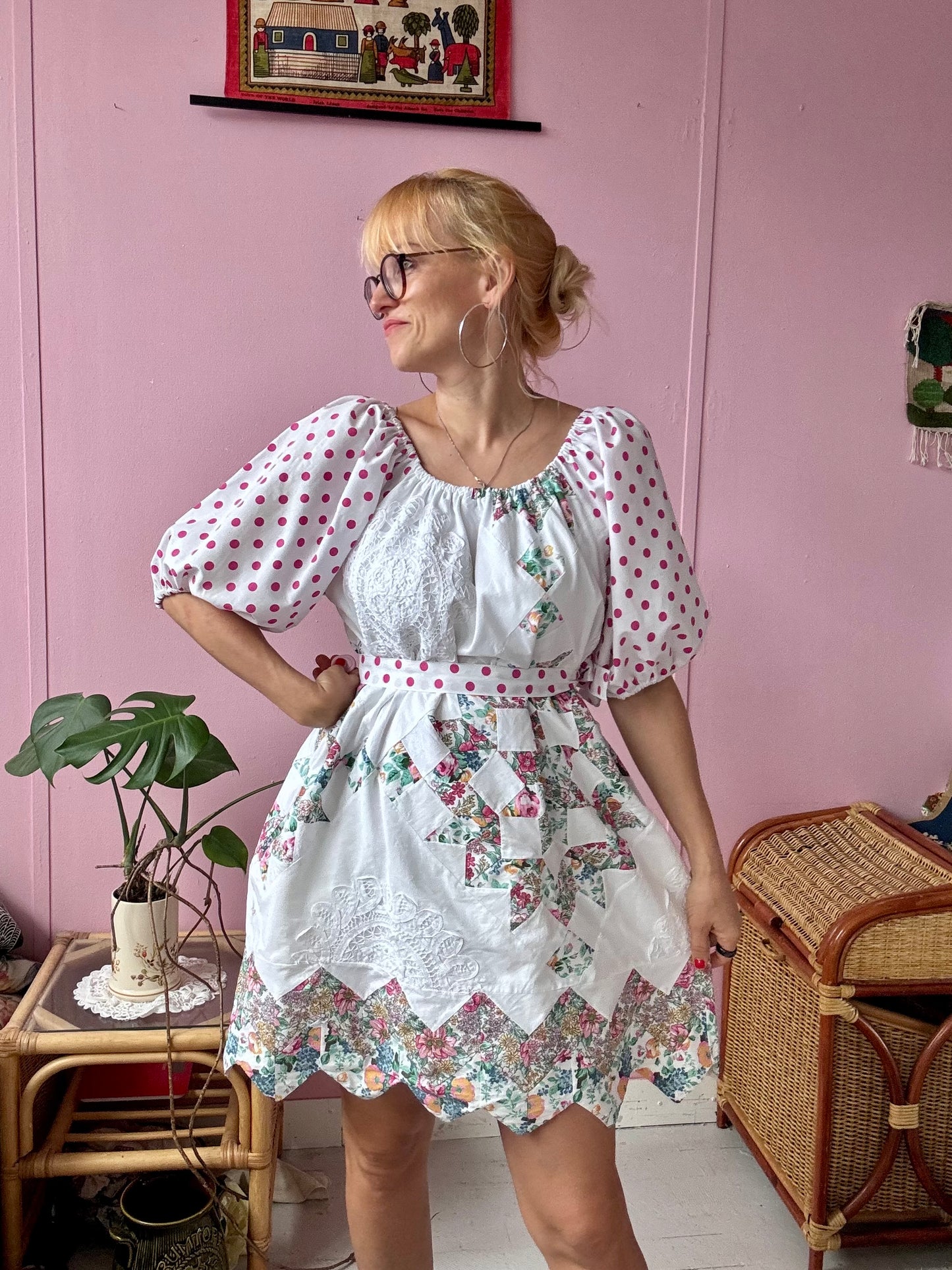 Patchwork and dots dress