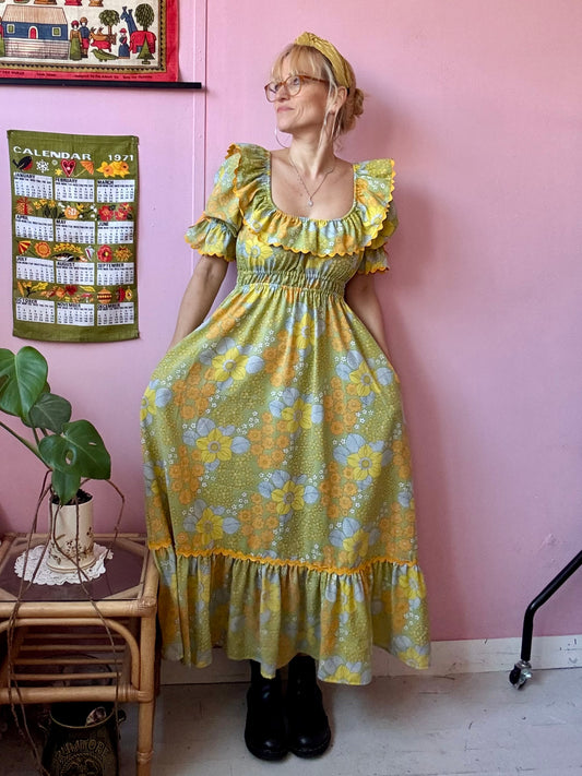 Green/yellow/orange floral dress